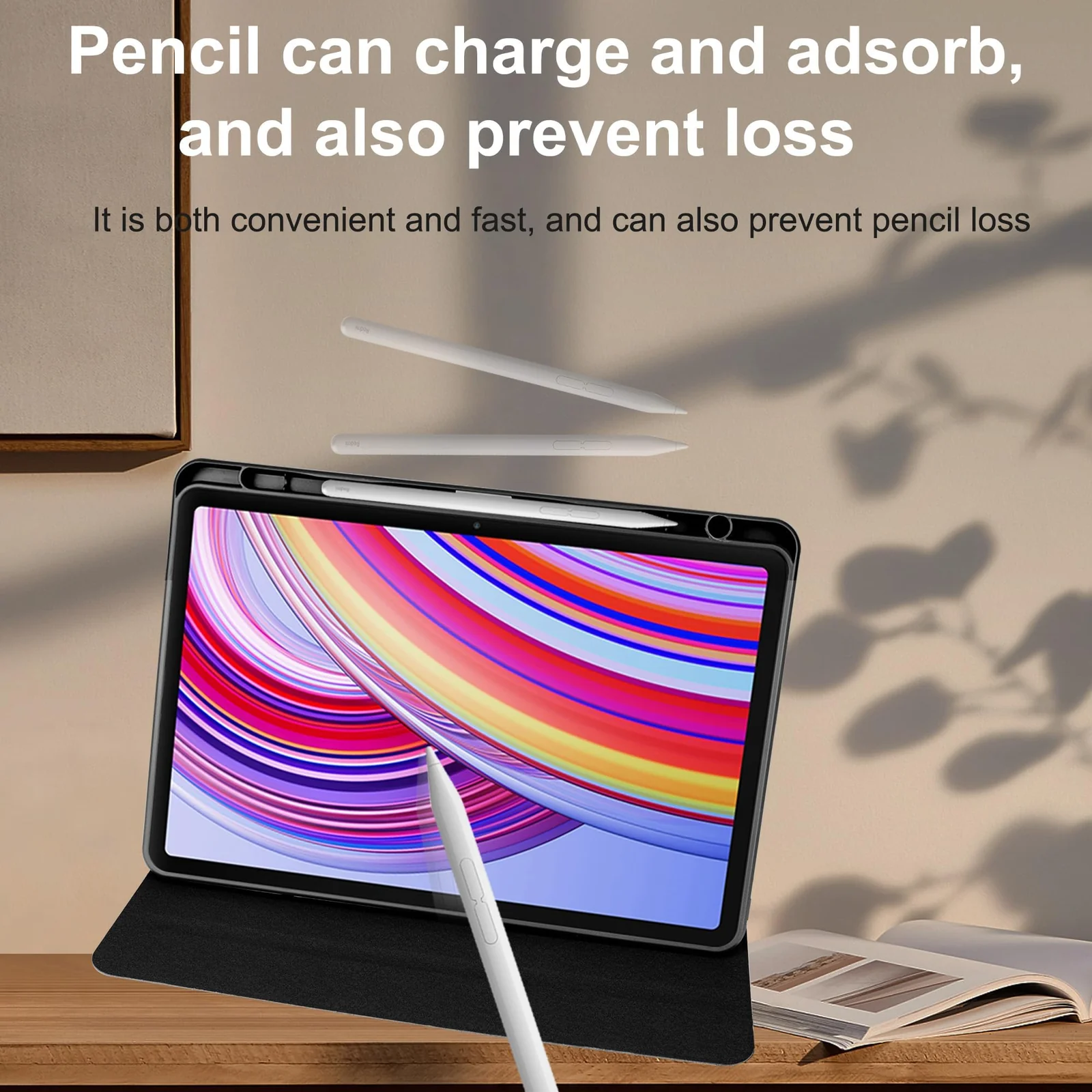 DL3 Mobilak Case for Xiaomi Redmi Pad Pro 12.1 Inch 2024/Xiaomi Poco Pad 12.1 Inch, 360° Rotation Multi-angle Stand Slim Cover PU leather + Transparent Acrylic case with Pen Holder Auto Wake/Sleep - Black