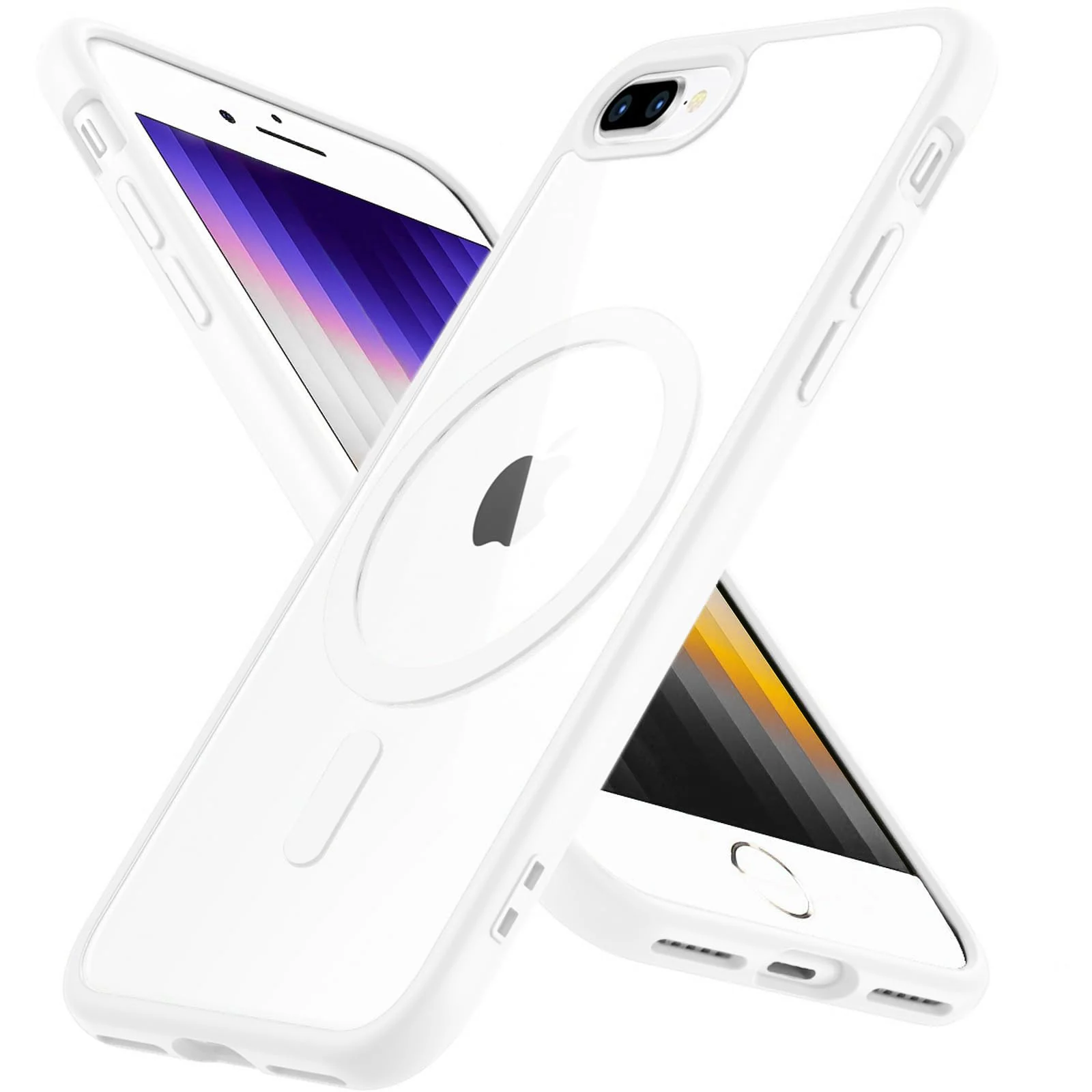 DL3 Mobilak Clear TPU Case for iPhone 7 Plus / iPhone 8 Plus, Compatible with MagSafe accessories, Camera protection, Shock-absorbing protection - White