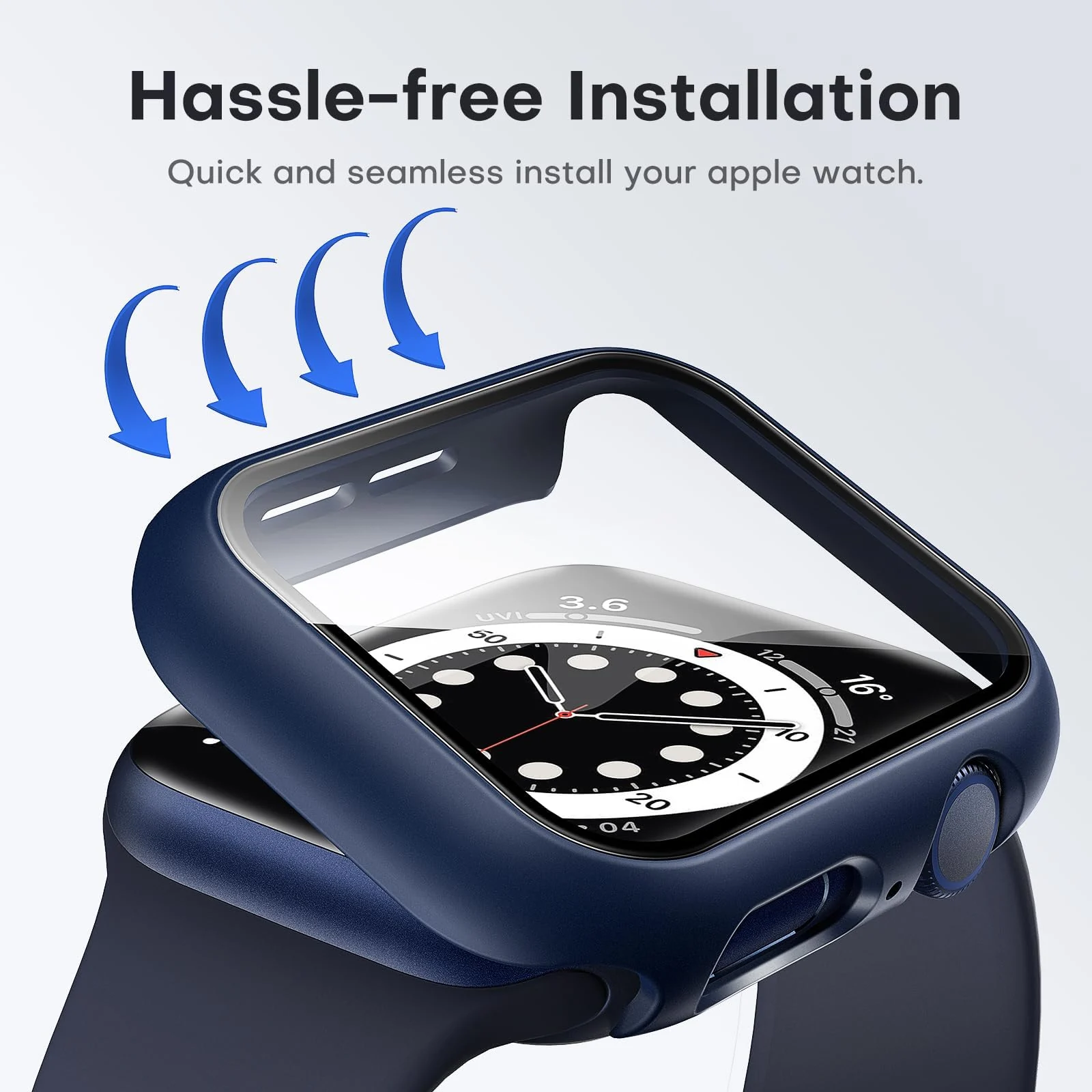 DL3 Mobilak Case with Screen Protector for Apple Watch Series 10 46mm, Bumper Full Coverage Hard PC Overall Protective Cover, Built-in Tempered Glass Film High Sensitivity - Blue