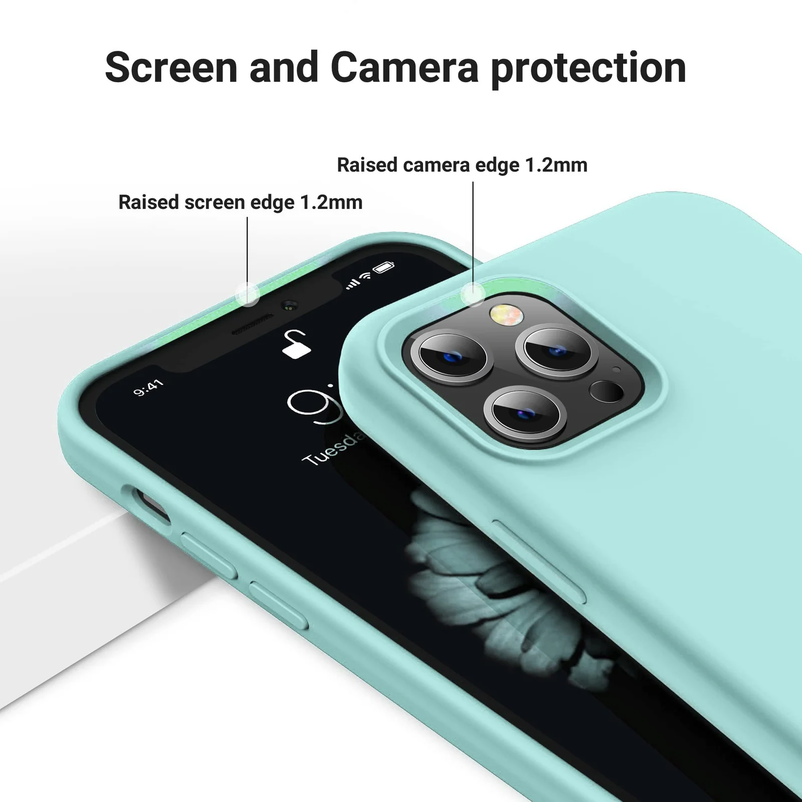 DL3 Mobilak Liquid Silicone Protective Case for iPhone 15 Pro Max with Camera Protection and Microfiber Lining - Turquoise