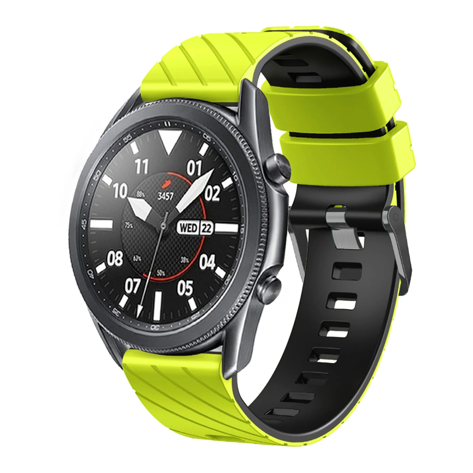 DL3 Mobilak Silicone Sport Band 22MM Strap For Xiaomi Redmi Watch 5 Active/5 Lite/Samsung Galaxy Watch 3 45mm/Watch 46mm/Gear S3/Huawei watch GT5 GT4 GT3 GT2 GT 46MM/GT2E/GT3 Pro/GT 5 Pro - Lime/black