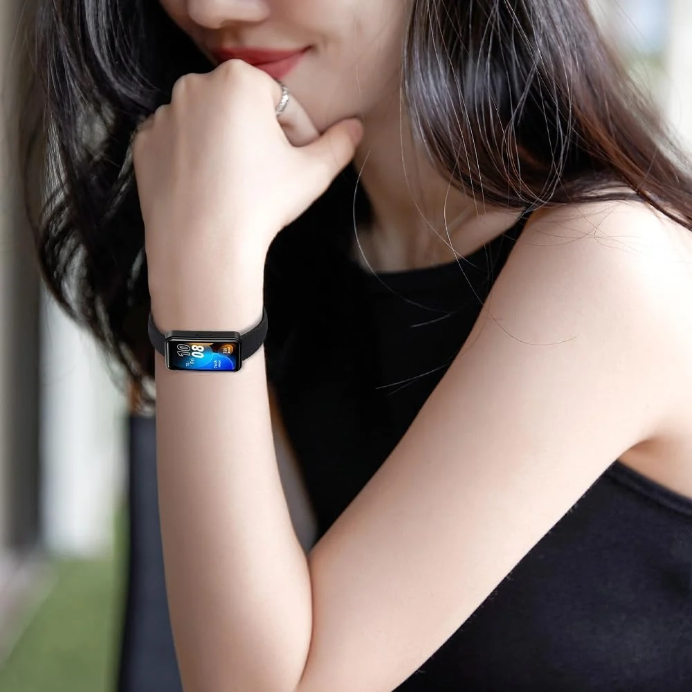 DL3 Mobilak Strap Compatible with Honor Band 7 / Huawei Band 7, Soft Elastic Nylon Straps, Adjustable Stretchy Sports Replacement Bracelets Wristbands for Women Men - Black