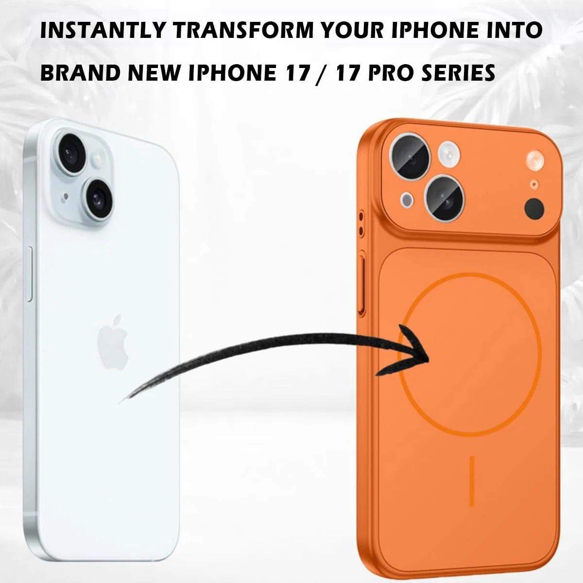 DL3 Mobilak Case for iPhone 11, Converter Design Cover, Compatible With MagSafe, Case with Glass Camera Panel, Built-in Camera Guard, Slim Shockproof Cover - Orange