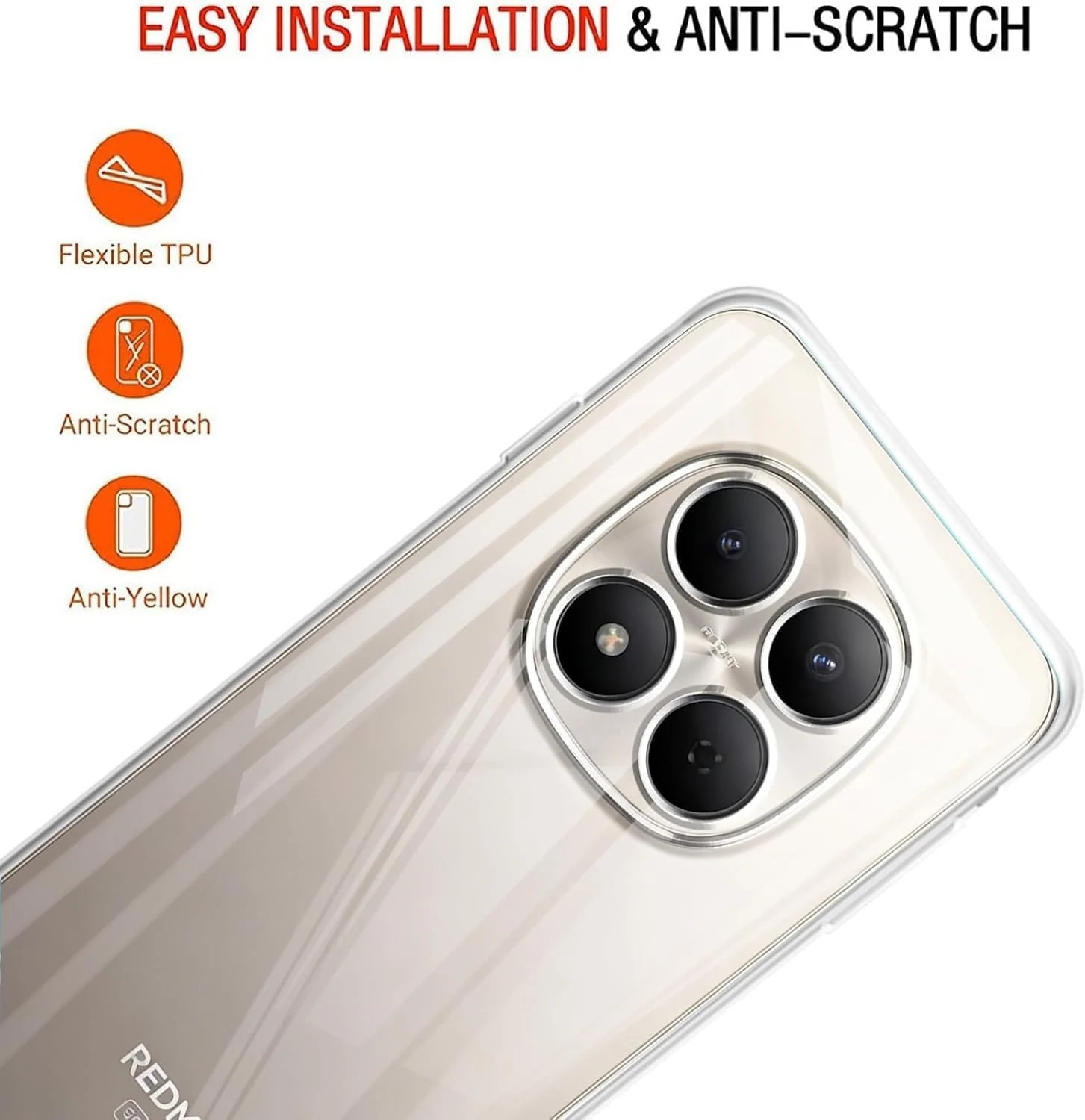 DL3 Mobilak Camera Protective Case Compatible with Xiaomi Redmi Note 15 Pro+ / Note 15 Pro Plus Case, Mobile Phone Case Samsung Thin Soft Silicone Anti-Yellow Protective Case - Clear
