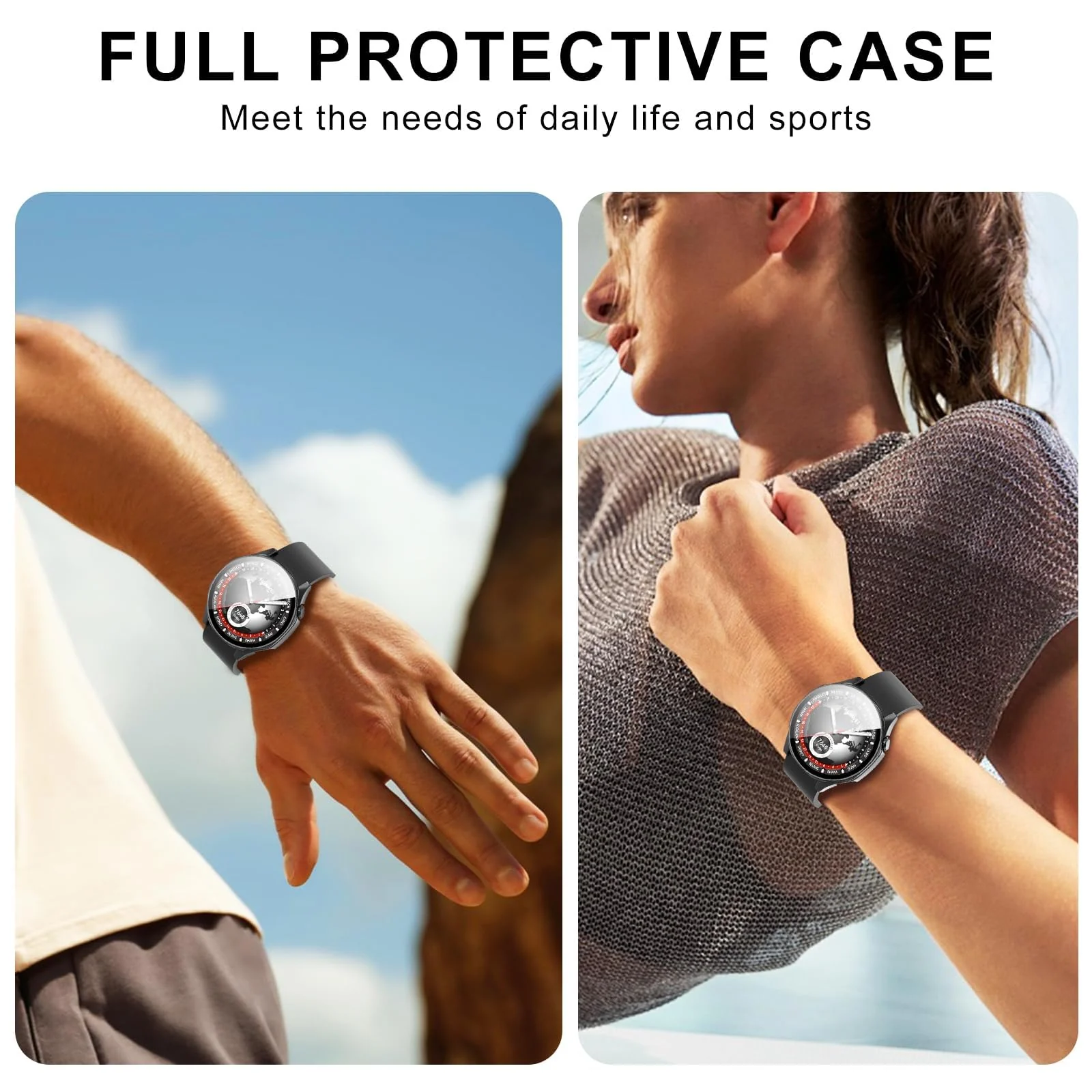DL3 Mobilak Case with Screen Protector for Huawei Watch GT4 46 mm, Bumper Full Coverage Hard PC Overall Protective Cover, Built-in Tempered Glass Film High Sensitivity For Huawei GT 4 46mm - Black