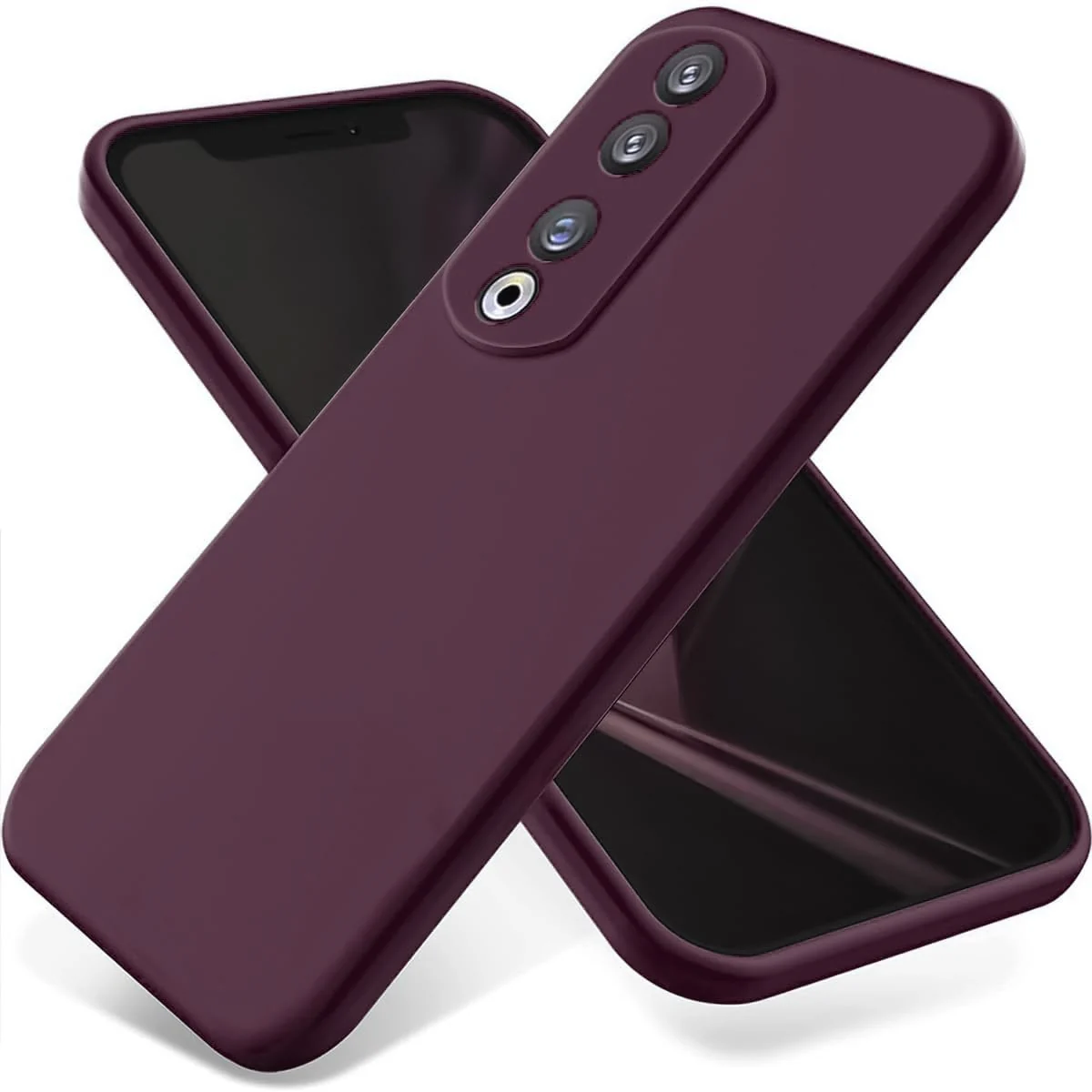 DL3 Mobilak Honor 70 Case, Soft Flexible Silicone Gel Rubber Bumper Cover, Slim Fit Full Body Shockproof Protective Phone Case (Win Red) - Wine Red