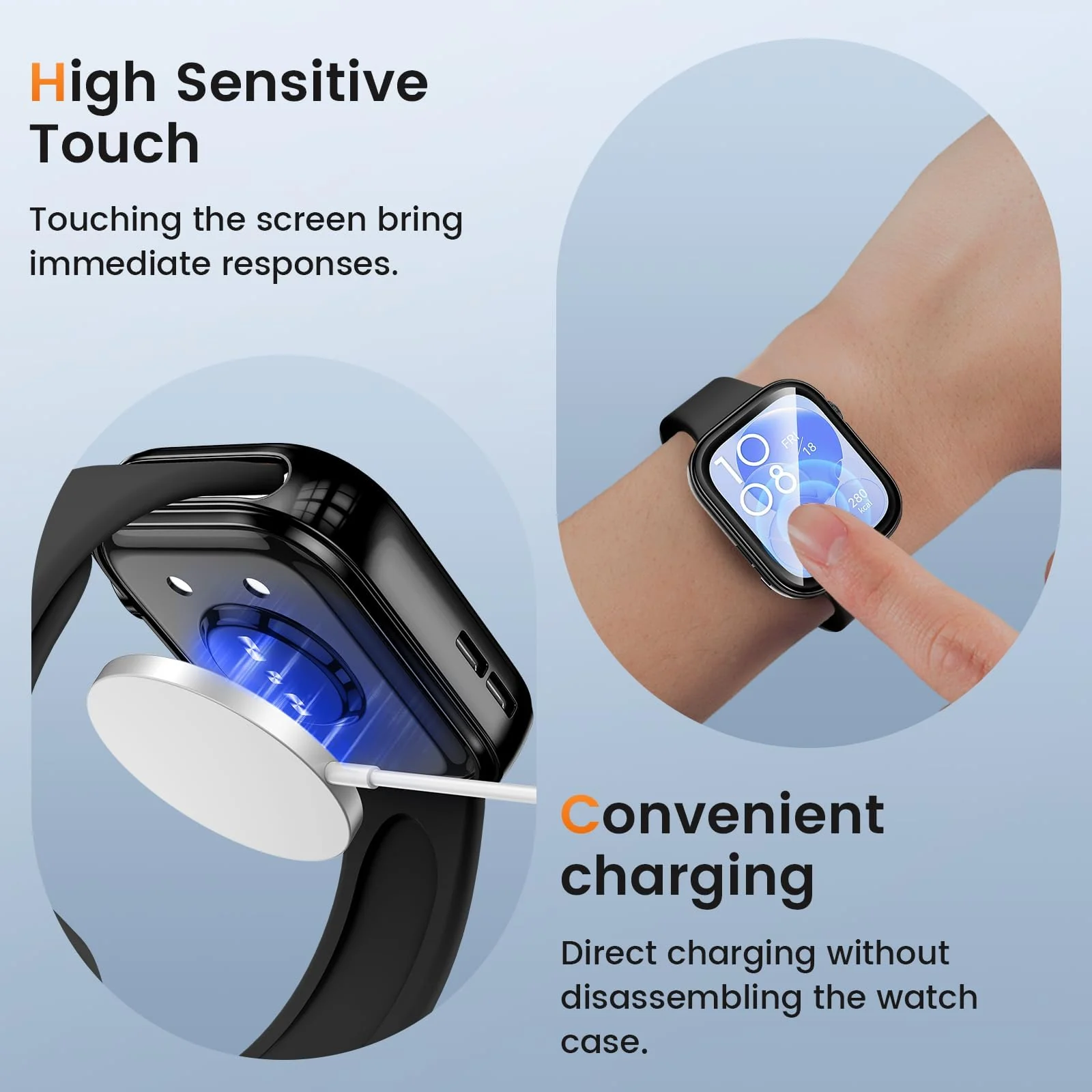 DL3 Mobilak Case Compatible with Huawei Watch Fit 3 Case All-Around with Built-in Screen Protector Watch Soft TPU Shockproof Cover Slim Guard Thin Bumper Shell Protector - Black