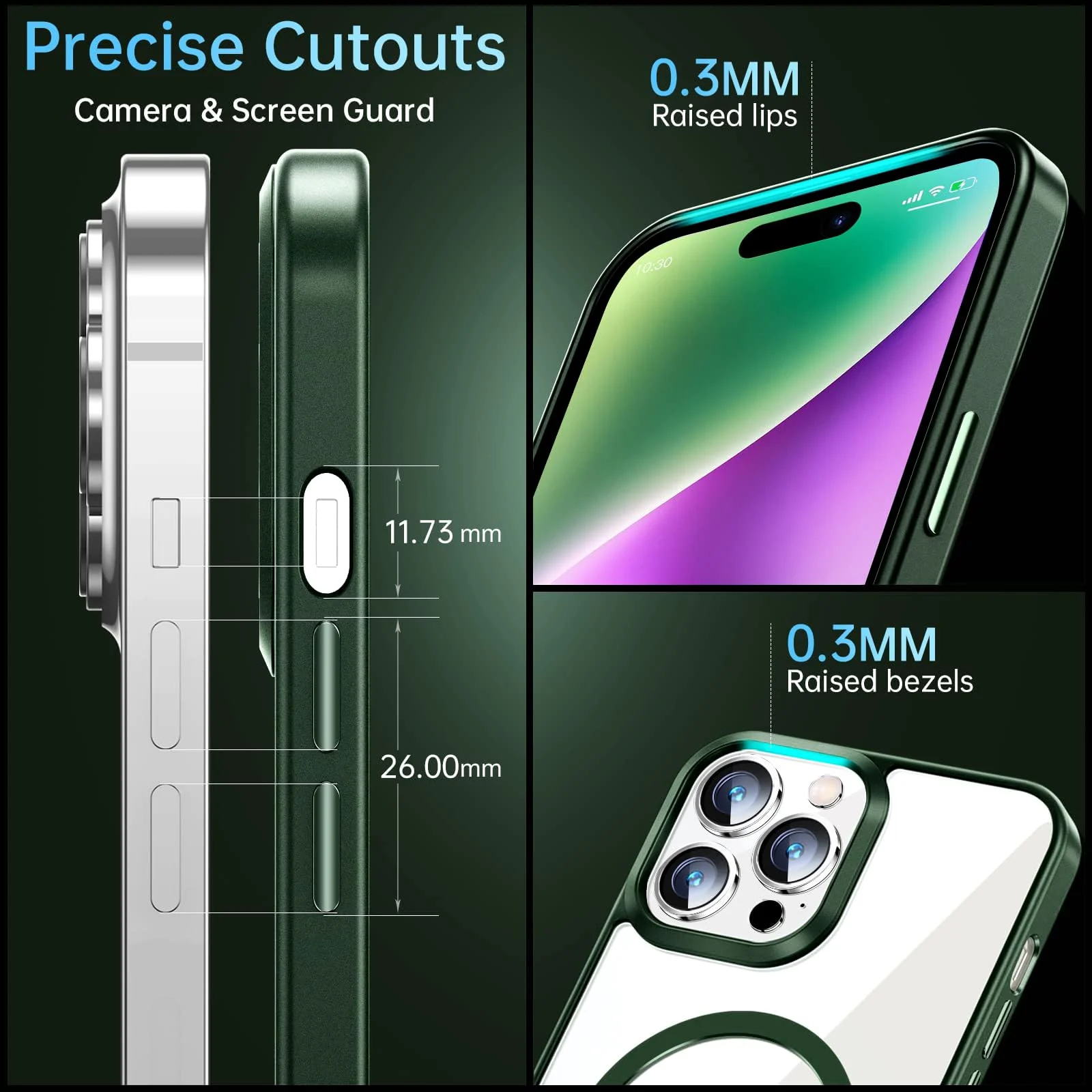 DL3 Mobilak Clear MagSafe-Compatible TPU Case for iPhone 15 Pro Max - Green