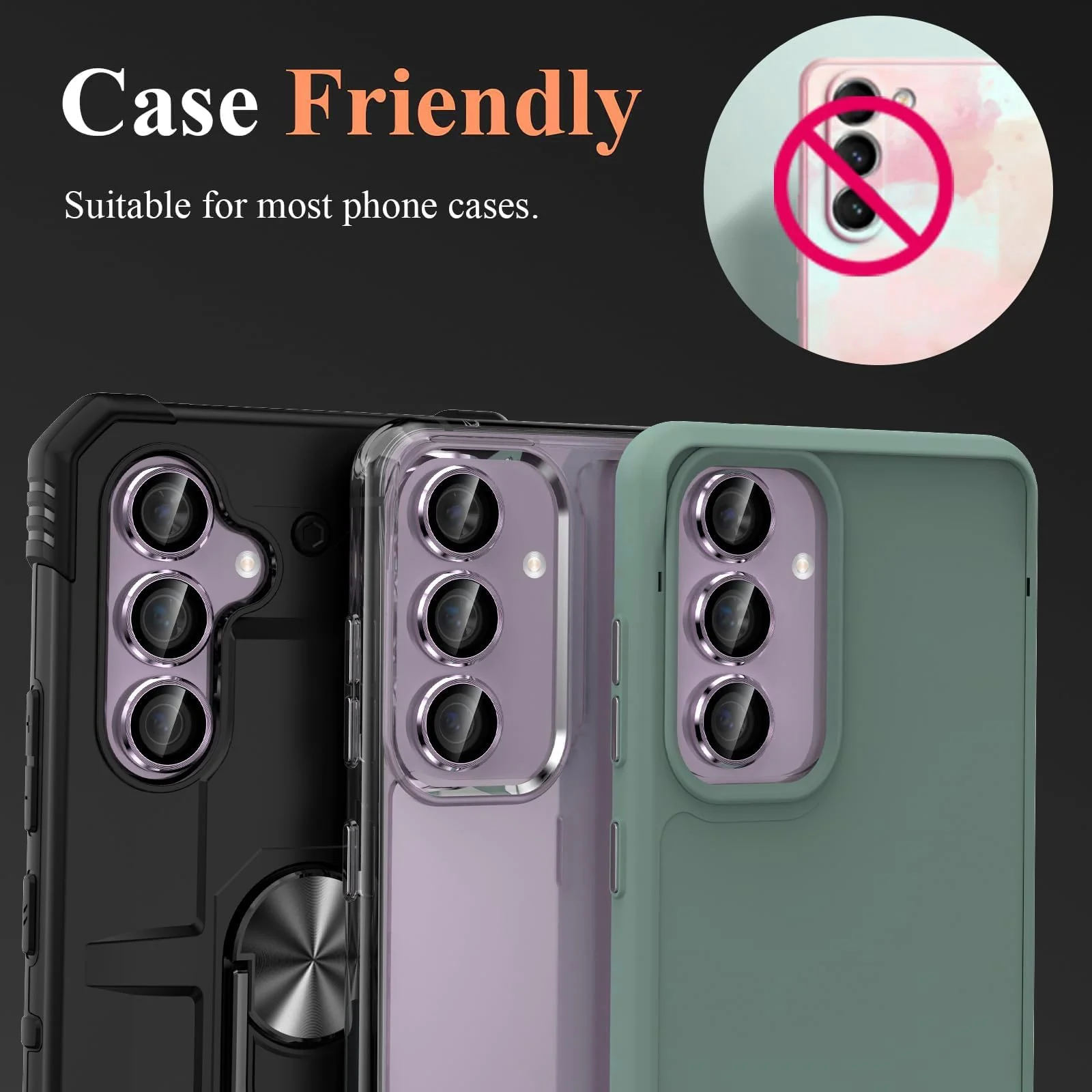 DL3 Mobilak Camera Lens Protector for Samsung Galaxy S23 FE Accessories, 9H Tempered Glass Metal Individual Ring Camera Cover Screen Protector for Samsung S23 FE, Case Friendly, Anti Scratch - Purple