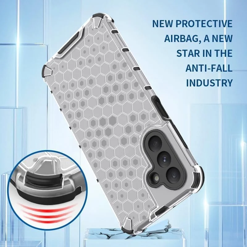 DL3 Mobilak Case For Samsung Galaxy A17 / A26 5G, [Honeycomb Design] Drop Protection, Ultra Thin TPU + PC Transparent Silicone Protective Case, Shockproof Cover - Black