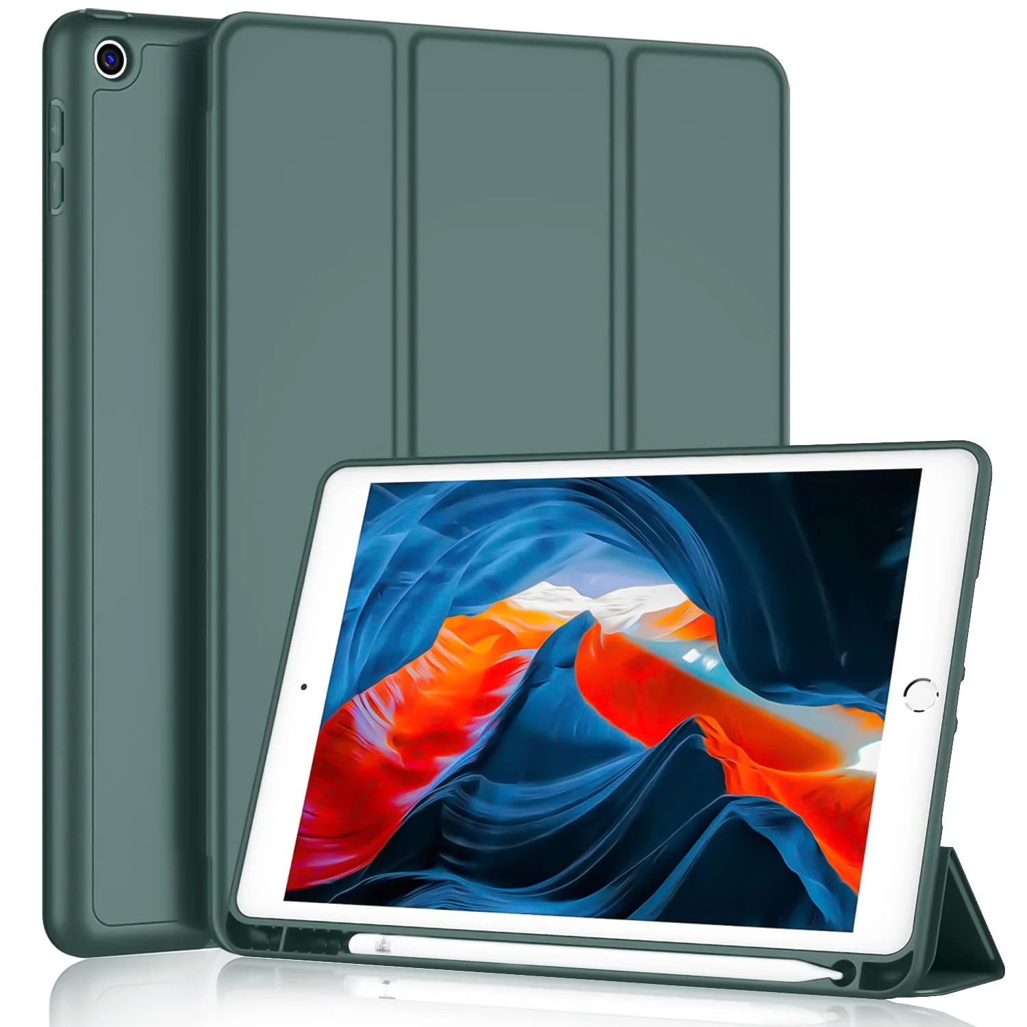 DL3 Mobilak Case For iPad 9.7-inch, (2018/2017), iPad Pro 9.7 Inch 2016, iPad Air 2nd/1st Smart Cover with Pencil Holder and Soft Silicone Back and Full Body Protection, Auto Wake/Sleep Cover - Green