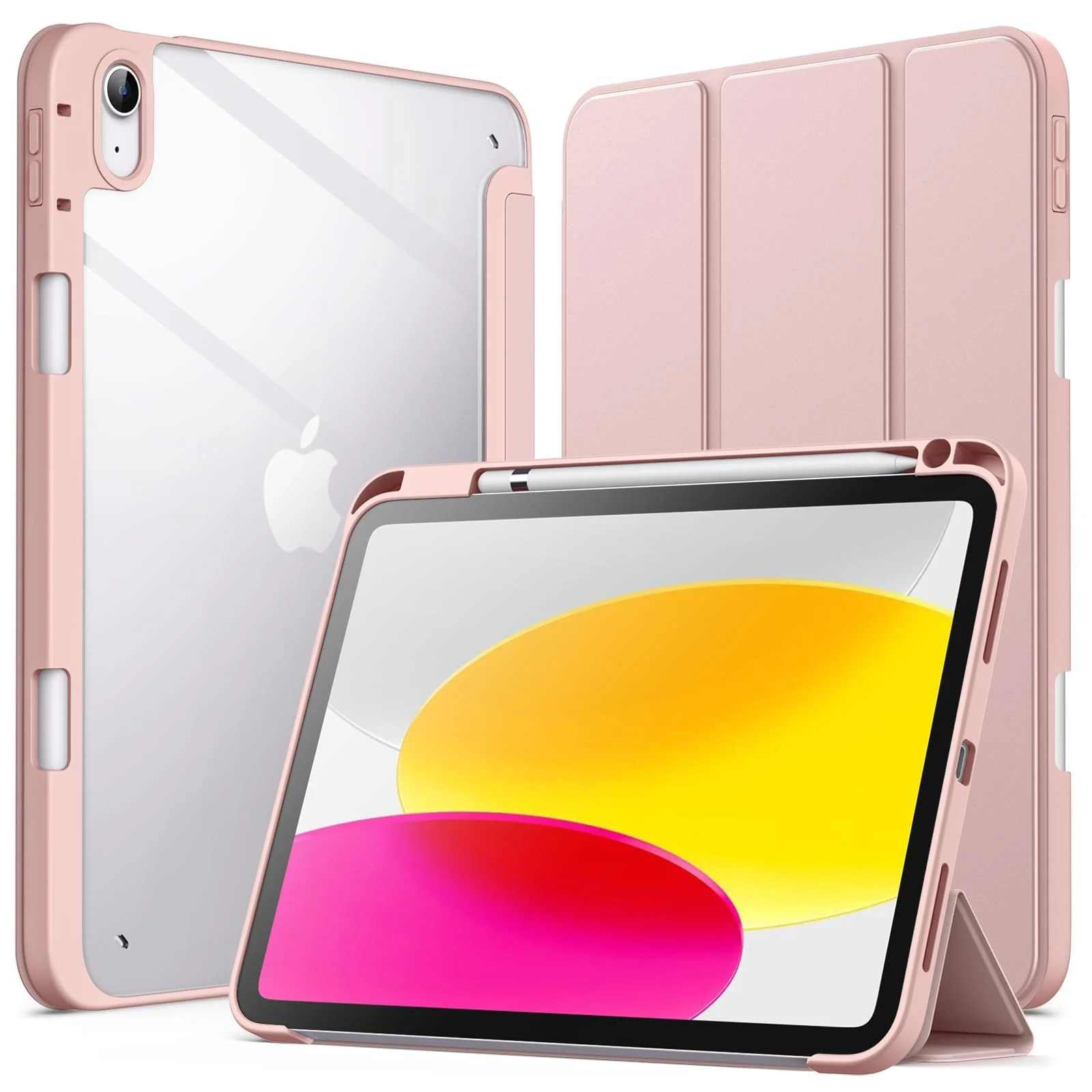 DL3 Mobilak Case Compatible with iPad (A16) 11th Generation 11 Inch (2025), iPad 10th Generation 10.9 Inch (2022), Clear Shockproof Back Cover Built-in Pencil Holder, Auto Sleep/Wake