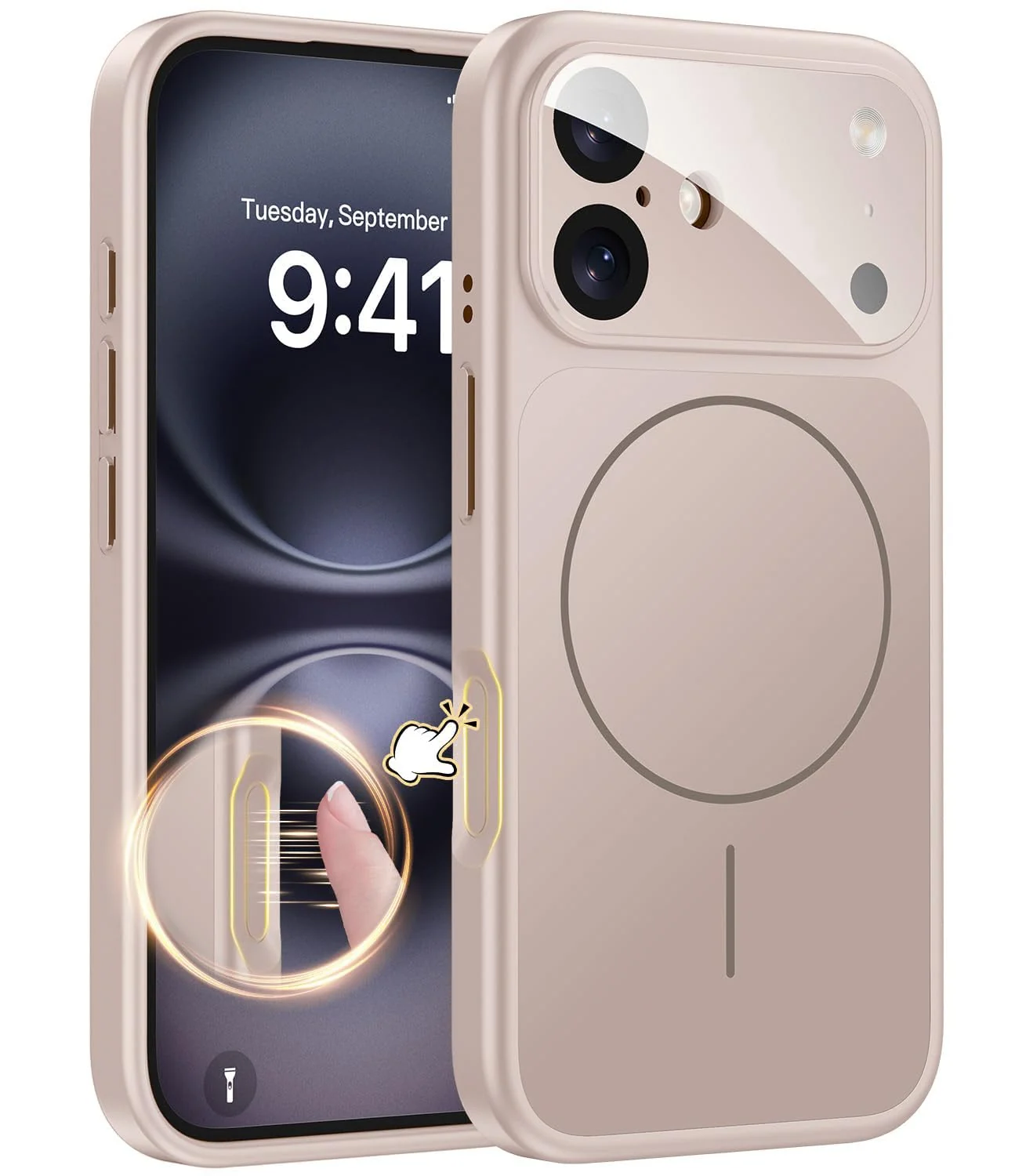 DL3 Mobilak MagSafe-Compatible Magnetic Case for iPhone 17 with Camera Protection and Shockproof Design - Titanium Gold