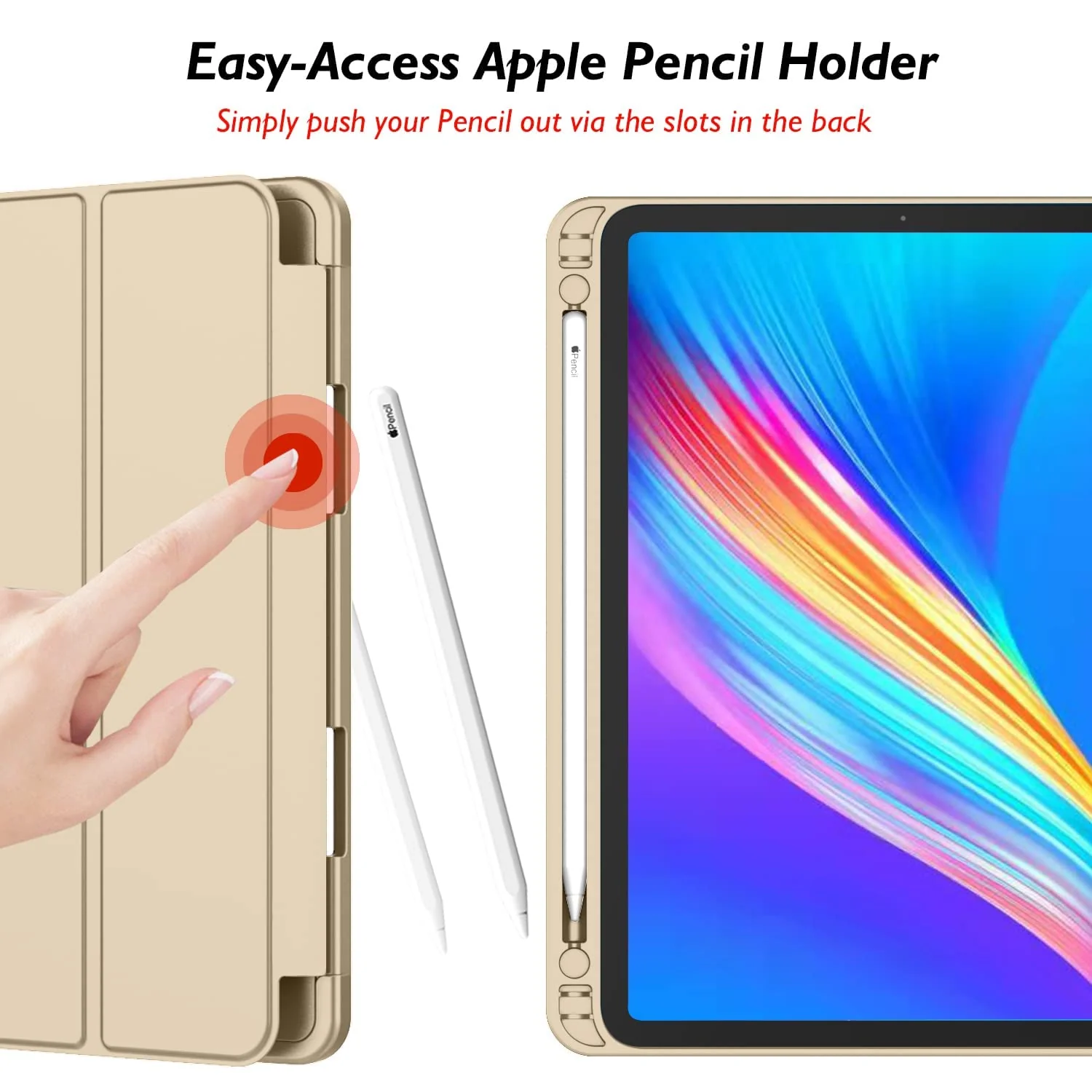 DL3 Mobilak iPad Pro 11 Inch Case 2022(4th Gen)/2021(3rd Gen)/2020(2nd Gen) with Pencil Holder, Smart iPad Case [Support Touch ID and Auto Wake/Sleep] with Auto 2nd Gen Pencil Charging - Gold