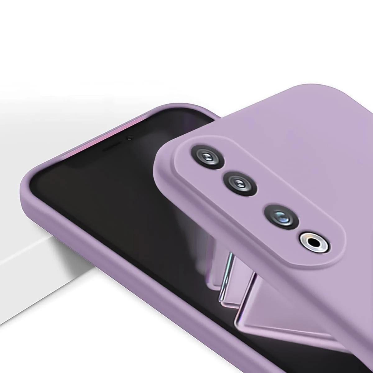 DL3 Mobilak Soft Silicone Protective Case for Honor 70 with Microfiber Lining and Shockproof Design - Lavender