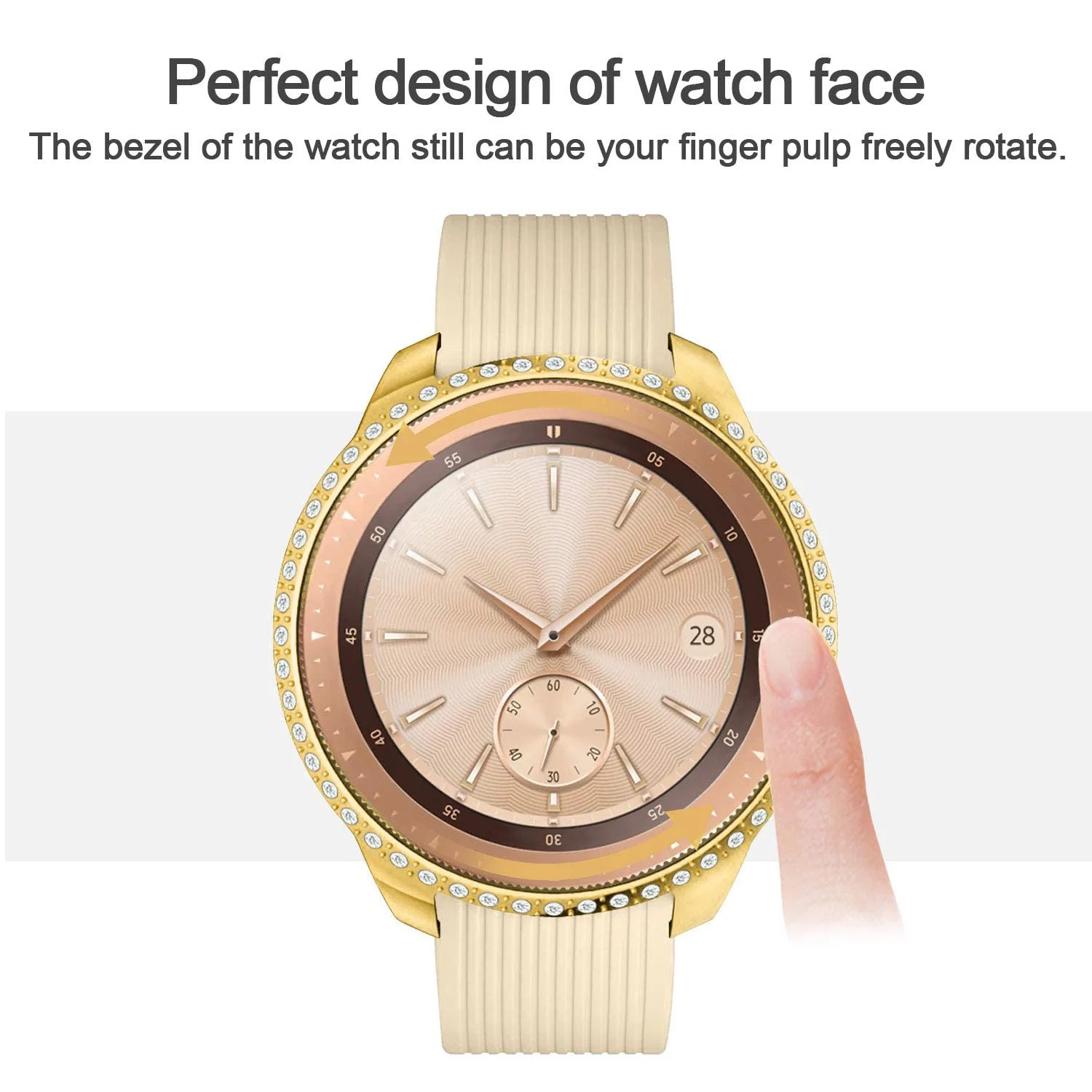 DL3 Mobilak Bumper Diamond Case Compatible with Samsung Galaxy Watch 46mm, Gear S3 Frontier Case (NOT fit for -R770), Bling Crystal Diamonds PC Plastic Protector Case Cover Frame - Gold