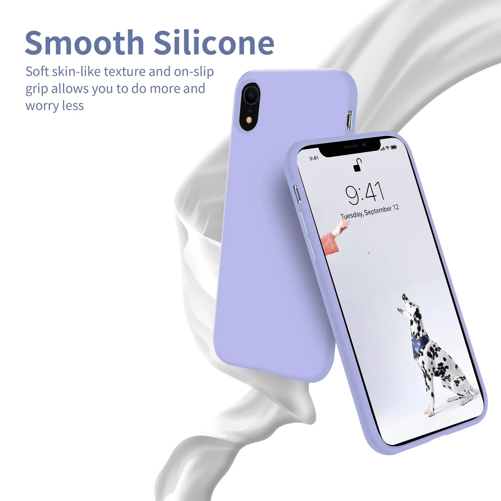 DL3 Mobilak Liquid Silicone Protective Case with Soft Microfiber Lining for iPhone XR - Light Purple