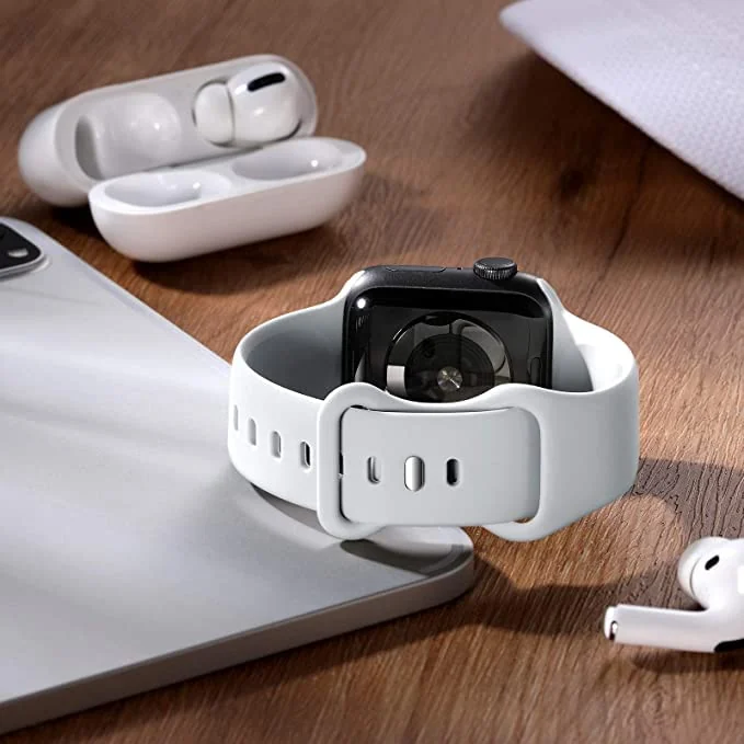 DL3 Mobilak Bands Compatible with Apple Watch Ultra 49mm 45mm 44mm 42mm 41mm 40mm 38mm, Replacement Soft Silicone Strap for iWatch Ultra/Ultra 2 Series 9/8/7/6/5/4/3/2/1 SE (38MM/40MM/41MM) - White