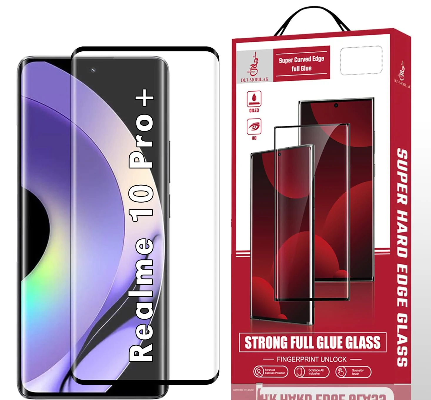 DL3 Mobilak Screen Protector for OPPO realme 10 Pro Plus, Tempered Glass Screen Saver Premium HD Protective, Scratch Resistant, NO-Bubble, 9H Hardness, Full Coverage Film - Clear