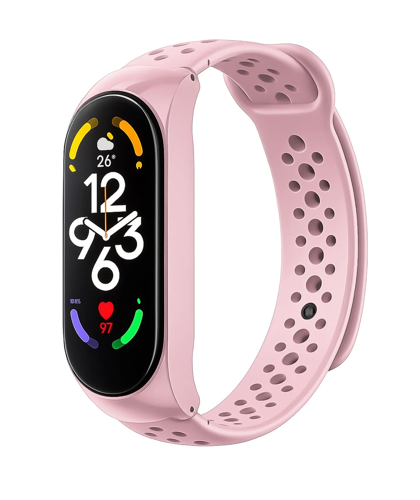 DL3 Mobilak Xiaomi Mi Band 10/9 / 8 Protective Sport Band with Case, Soft Silicone Strap with Built-in Cover, Breathable Vent Holes For For Xiaomi Smart Band 10/9/8 - Pink