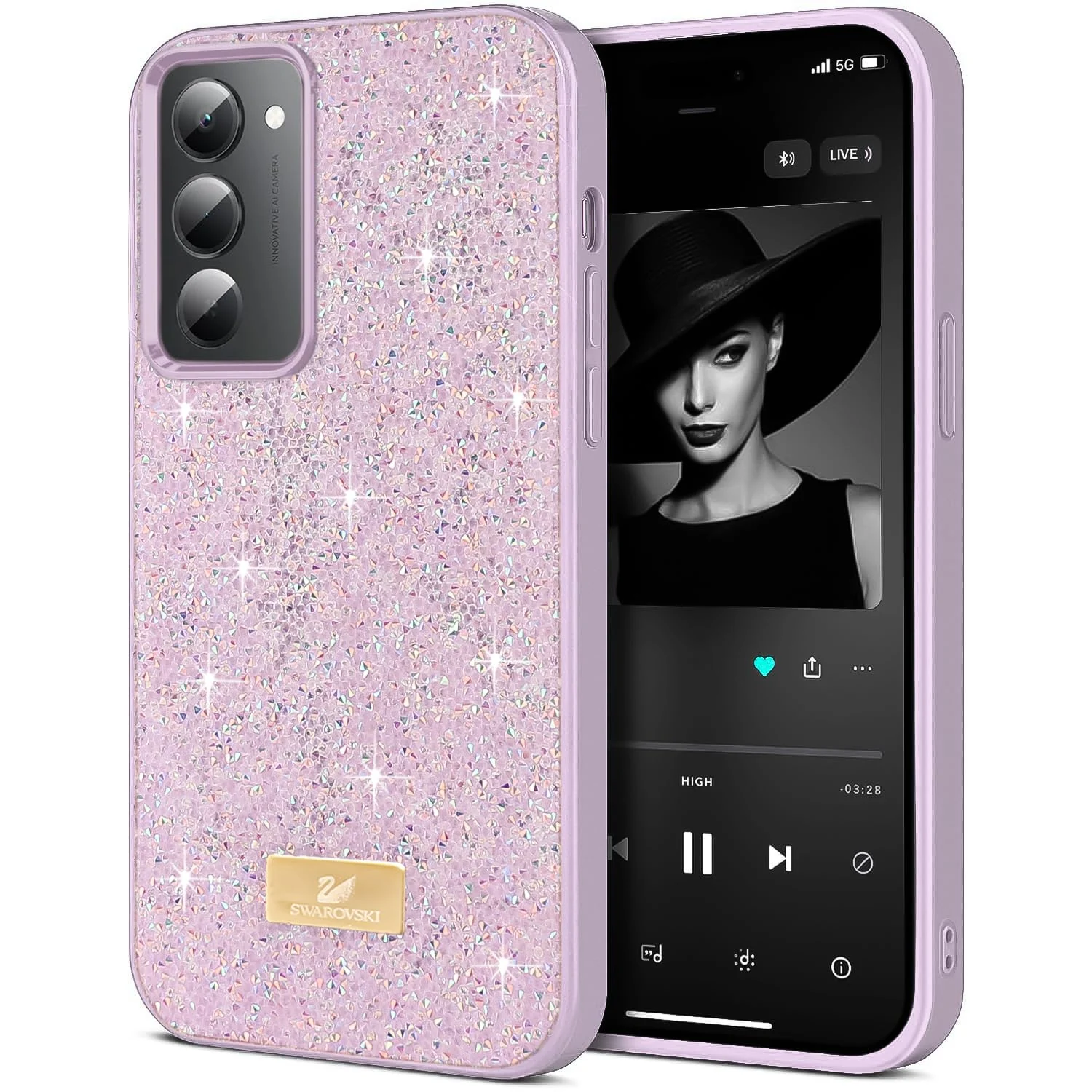DL3 Mobilak Glitter Rhinestone Protective Case for Xiaomi Redmi 15 Case Glitter with Shockproof Design