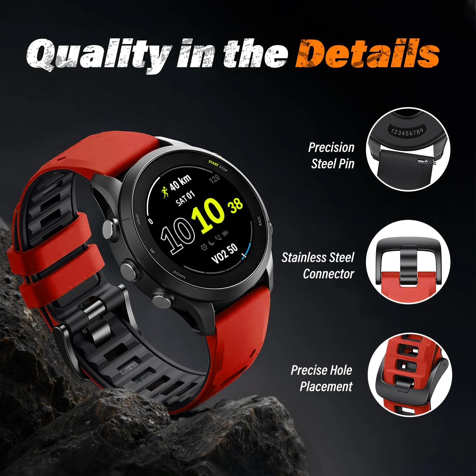 DL3 Mobilak Silicone Sport Band 22MM Strap For Xiaomi Redmi Watch 5 Active/5 Lite/Samsung Galaxy Watch 46mm/Watch 3 45mm/Gear S3/Huawei watch GT5 GT4 GT3 GT2 GT 46MM/GT2E/GT3 Pro/GT 5 Pro/Amazfit GTR4 - Red/black