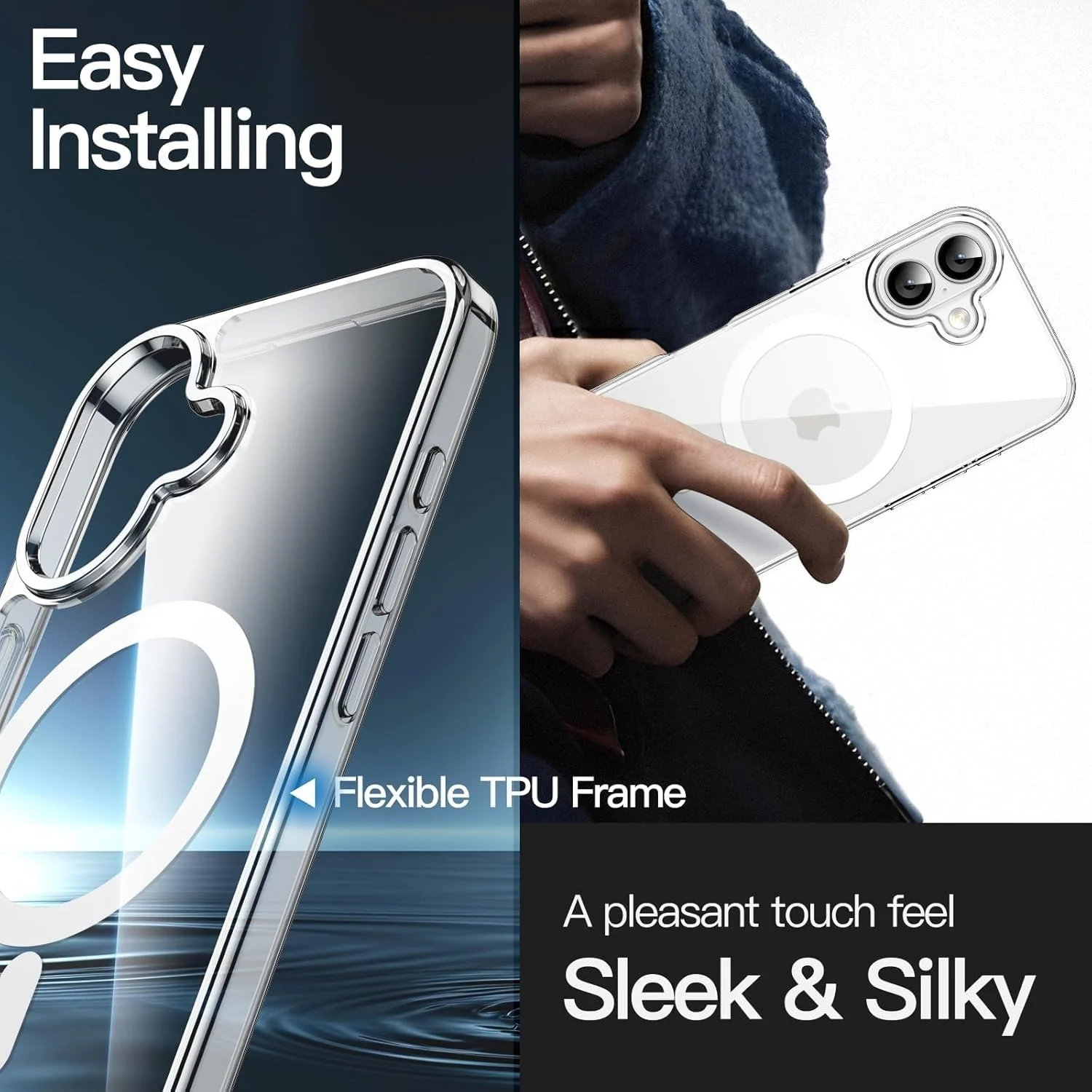 DL3 MOBILAK for iPhone 17 Case Clear [Compatible with MagSafe] Slim Magnetic Clear Bumper Case
