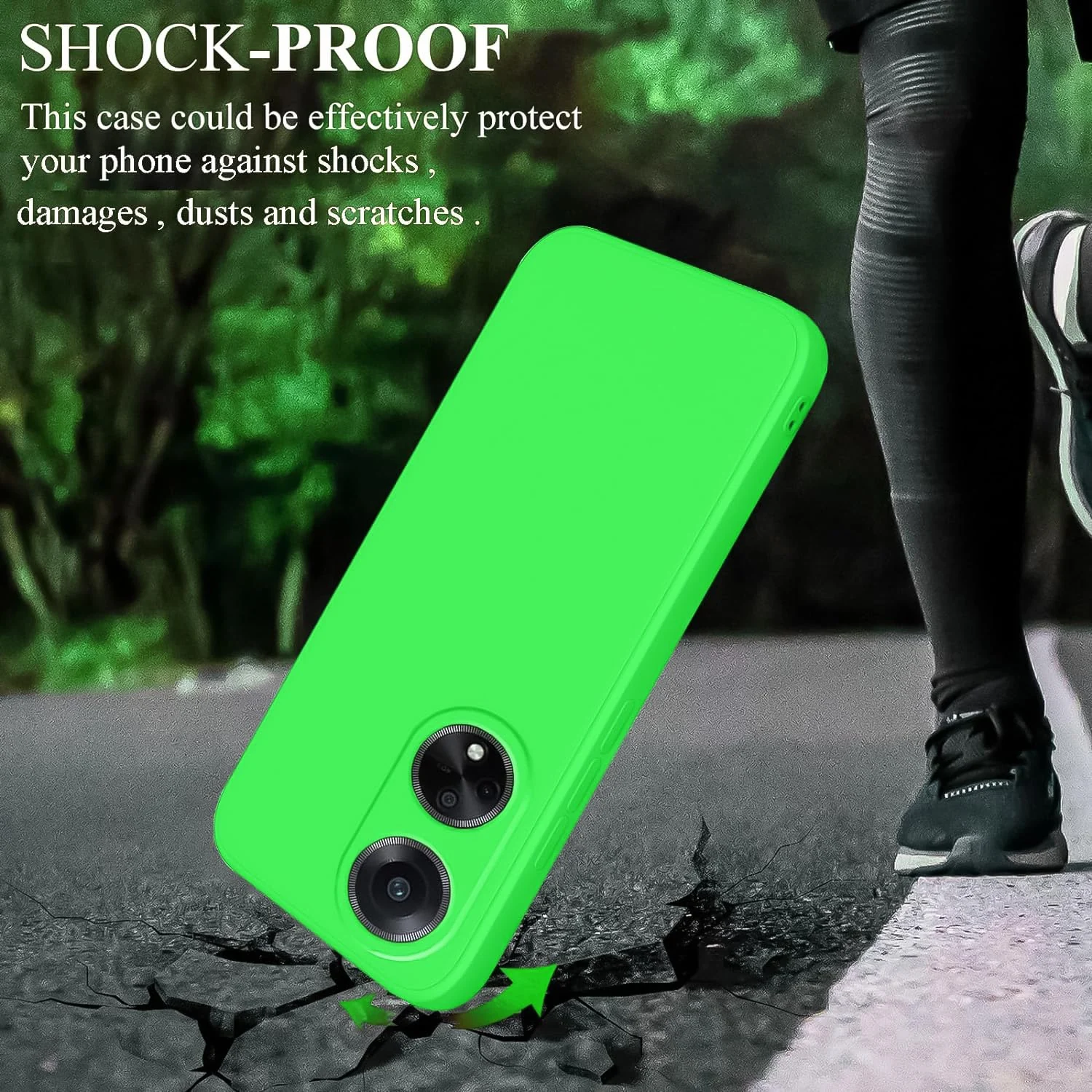 DL3 Mobilak Soft Silicone Protective Case for OPPO A98 with Microfiber Lining and Shockproof Design - Neon Green