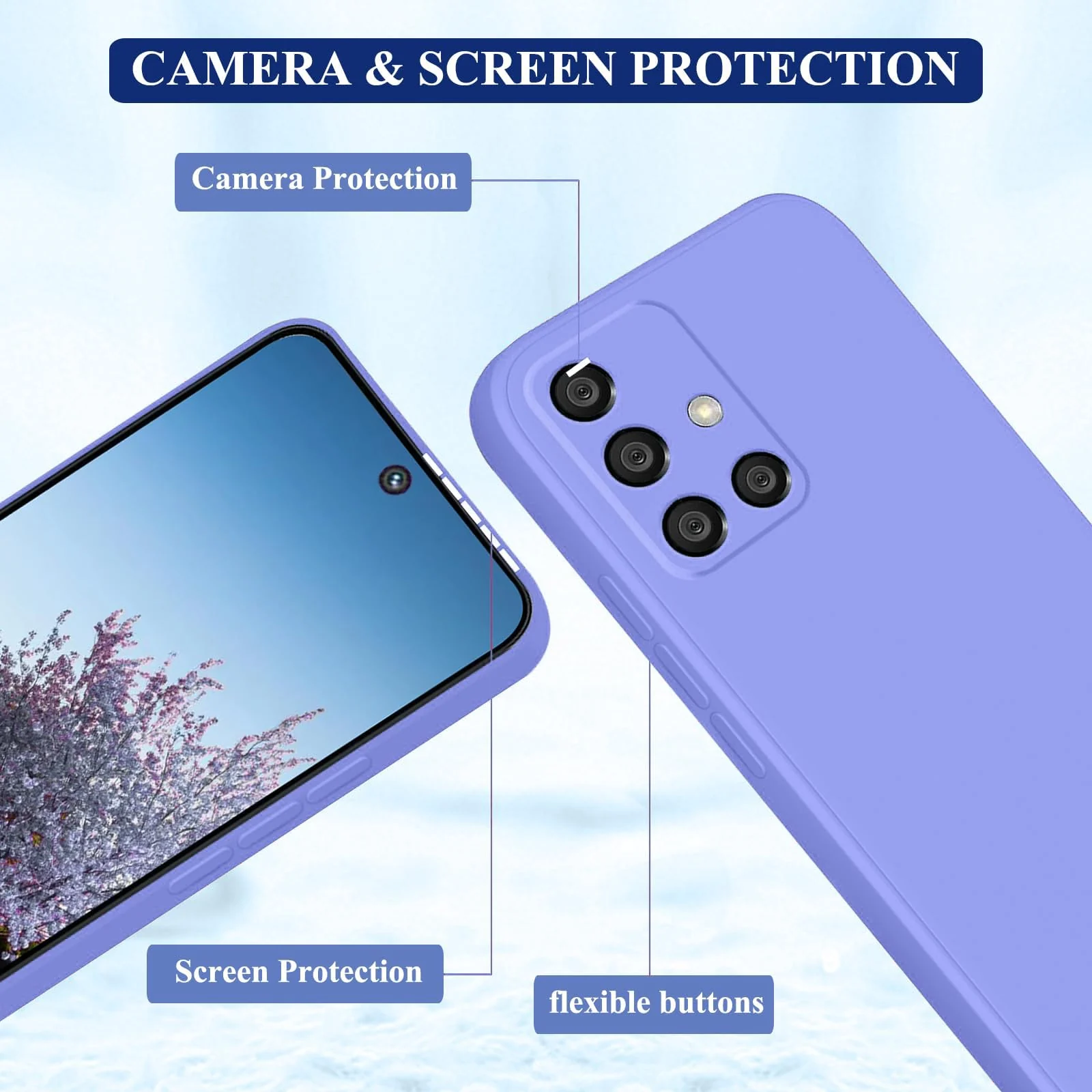 DL3 Mobilak Soft Silicone Protective Case for Samsung Galaxy A51 with Microfiber Lining and Shockproof Design - Baby Blue