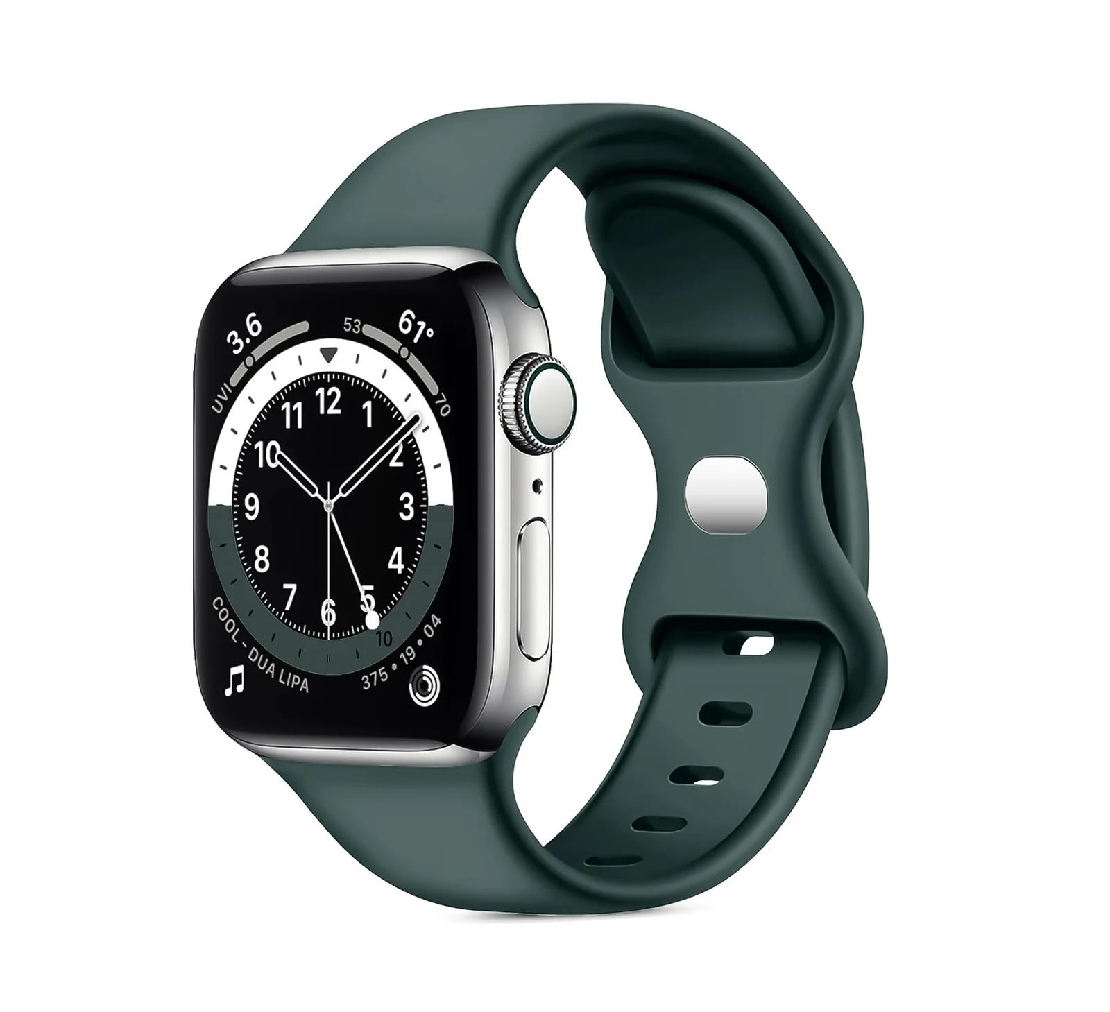 DL3 Mobilak Band with Case Compatible with Apple Watch 45mm, Adjustable Silicone Sport Wristband Replacement, Strap With Cover Built-in Glass Screen Protector for iWatch Series 9 8 7 - Petroleum Green