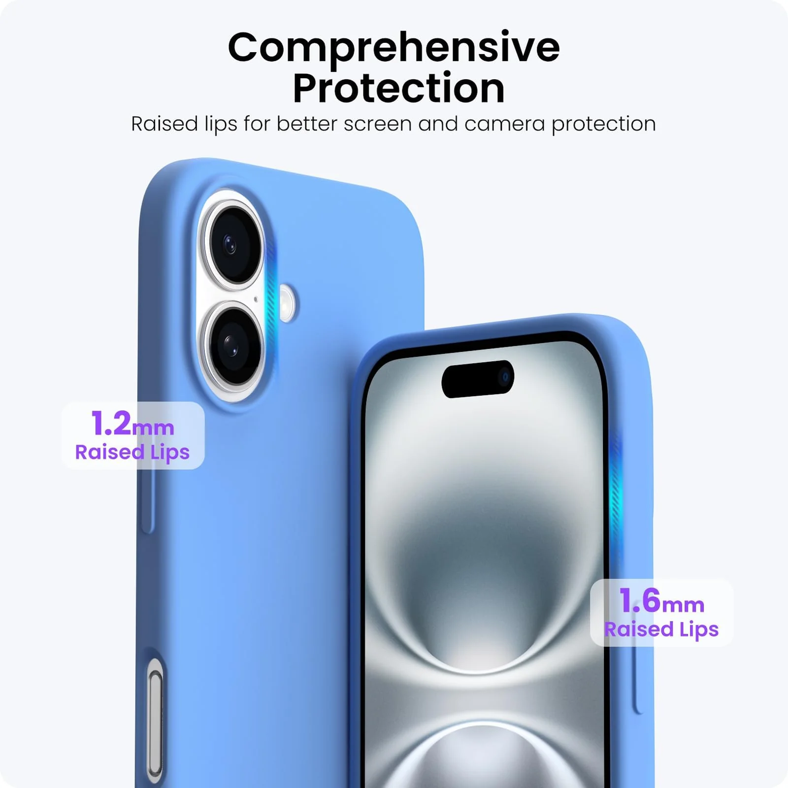 DL3 Mobilak Liquid Silicone Protective Case with Soft Microfiber Lining for iPhone 16 - Light Blue