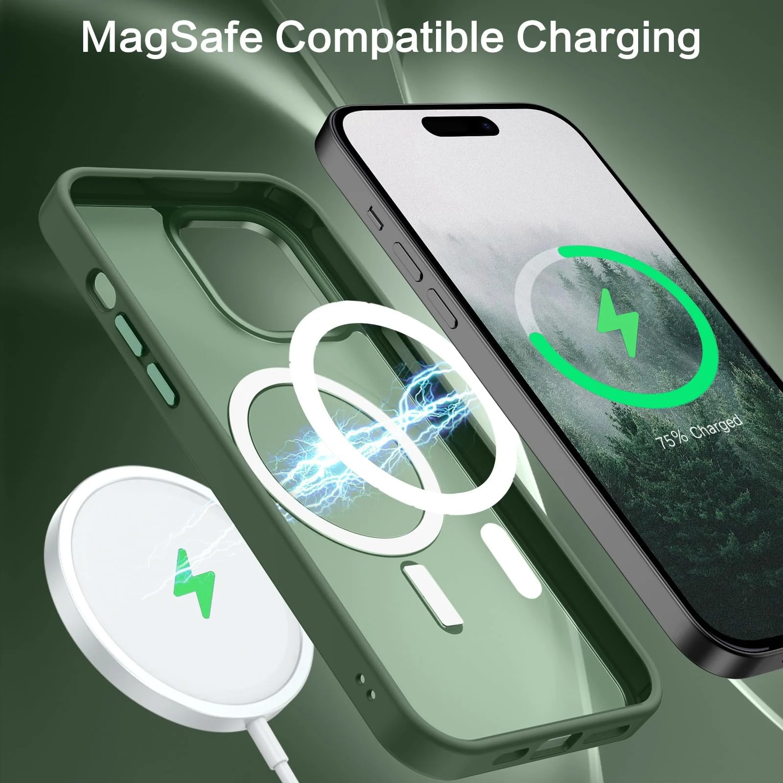 DL3 Mobilak Case for iPhone 11 Pro 5.8-Inch Magnetic Translucent Matte Phone Cases [Compatible with MagSafe] Thin Slim Fit Shockproof Hard Protective Cover for Men Girls - Green