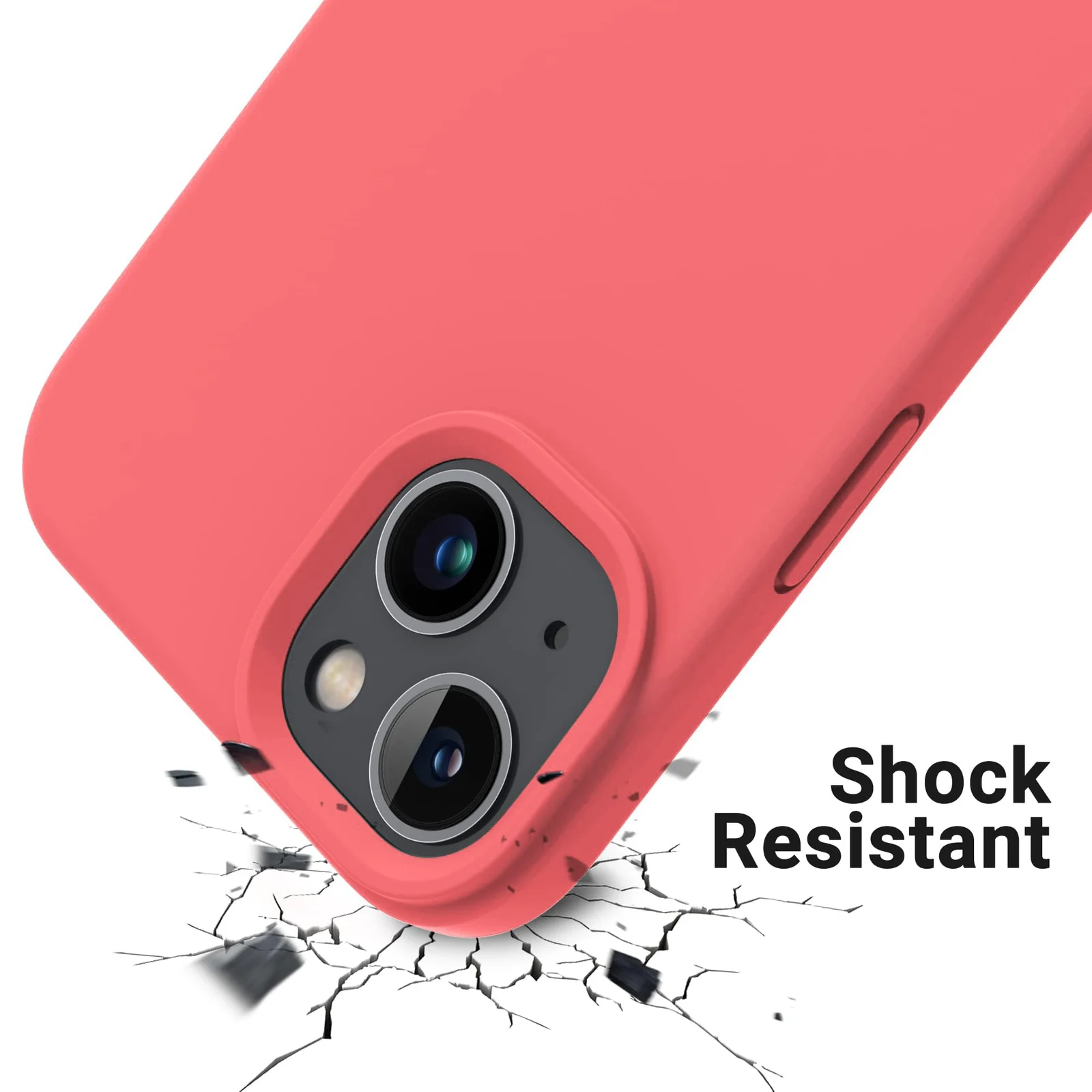 DL3 Mobilak Liquid Silicone Protective Case for iPhone 13 / iPhone 14 with Camera Protection and Microfiber Lining - Watermelon