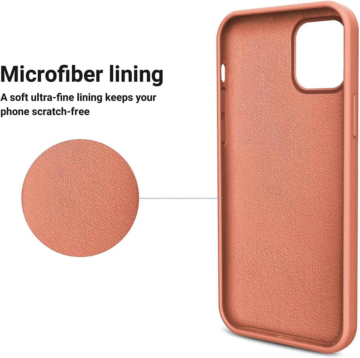 DL3 Mobilak Liquid Silicone Protective Case with Soft Microfiber Lining for iPhone 15 - Light Orange