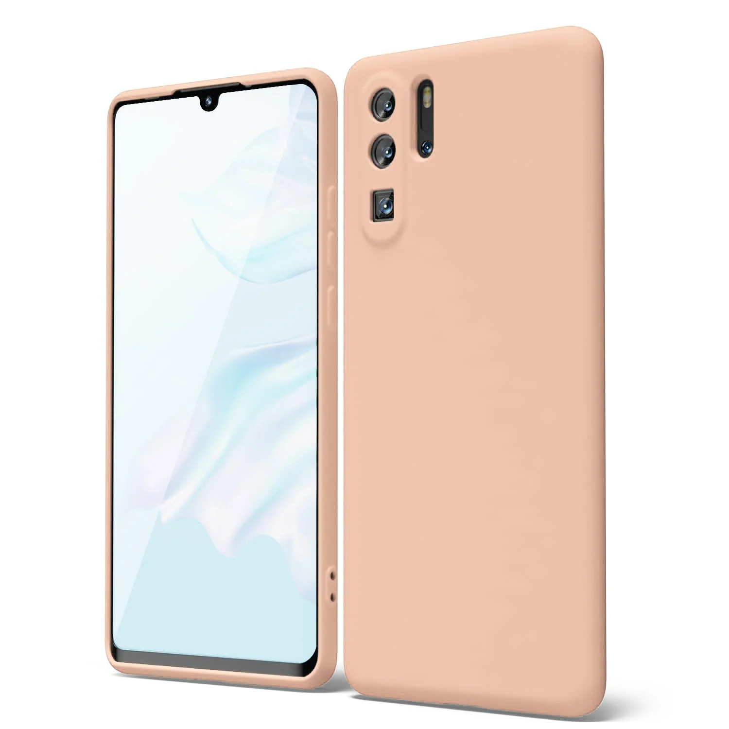 DL3 Mobilak Huawei P30 Pro Case, Soft Flexible Silicone Gel Rubber Bumper Cover, Full Body Shockproof Protective Phone Case - Light Orange