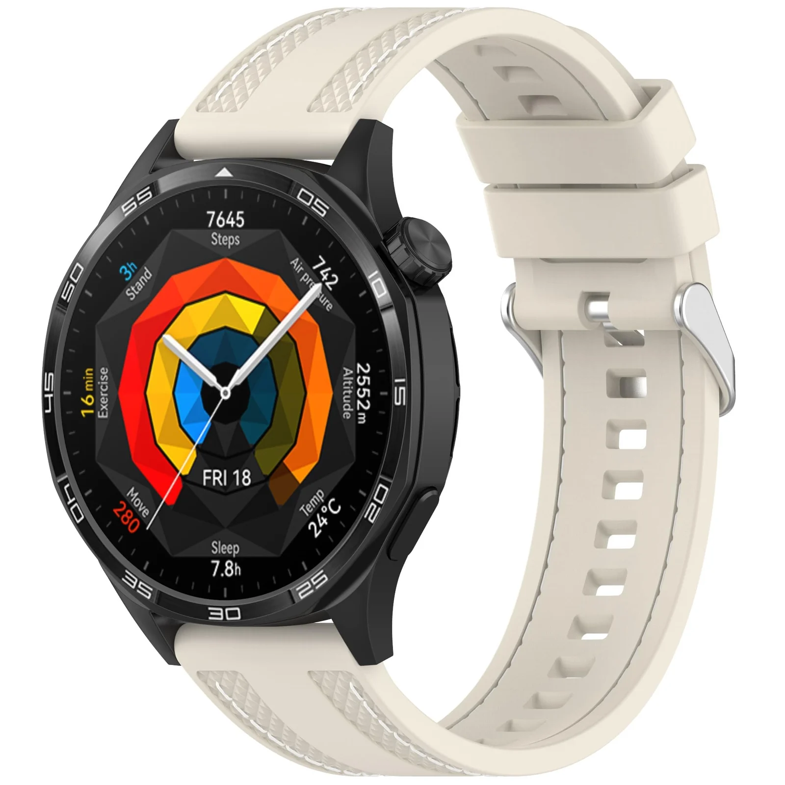 DL3 Mobilak 22mm Rubber Strap Compatible with Huawei Watch GT5 46mm/GT 5 Pro 46mm/ GT4 46mm/GT 3 Pro, Soft Durable Bracelet Nylon Silicone Replacement Band for Huawei Watch 4 Pro/Watch 3 - Starlight