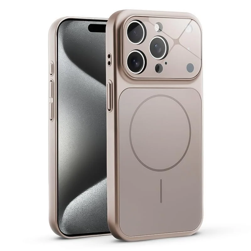DL3 Mobilak MagSafe-Compatible Magnetic Case for iPhone 13 Pro with Camera Protection and Shockproof Design - Titanium Gold