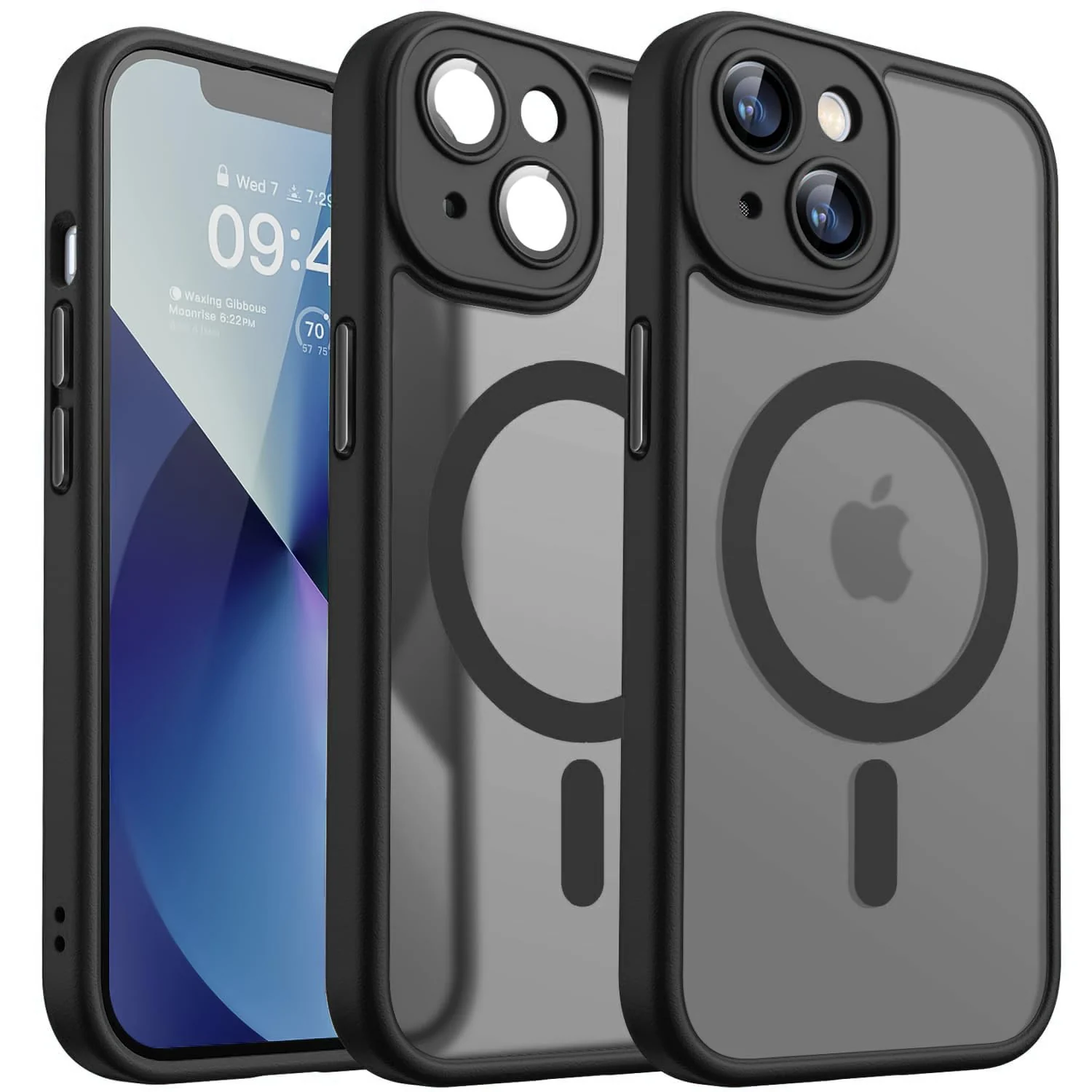 DL3 Mobilak Translucent Matte Case for iPhone 15, Compatible with MagSafe accessories, Supports wireless charging, Camera protection - Black