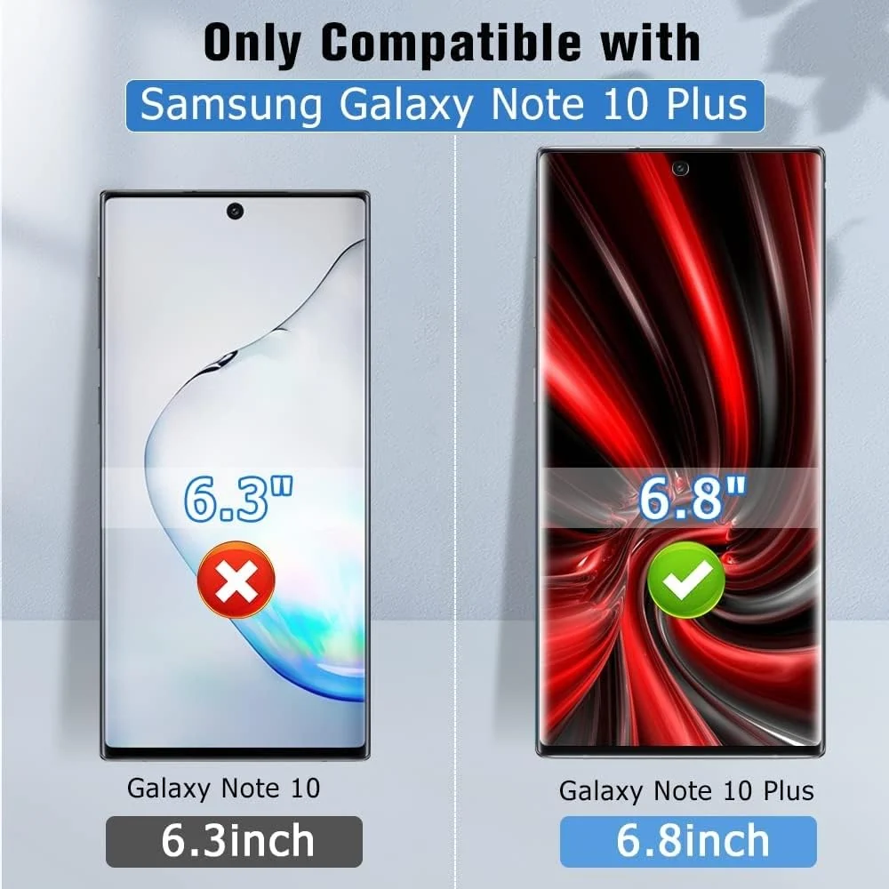 DL3 Mobilak Screen Protector for Samsung Galaxy Note 10 Plus, Tempered Glass Screen Saver Premium HD Protective, Scratch Resistant, NO-Bubble, 9H Hardness, Full Coverage - Clear