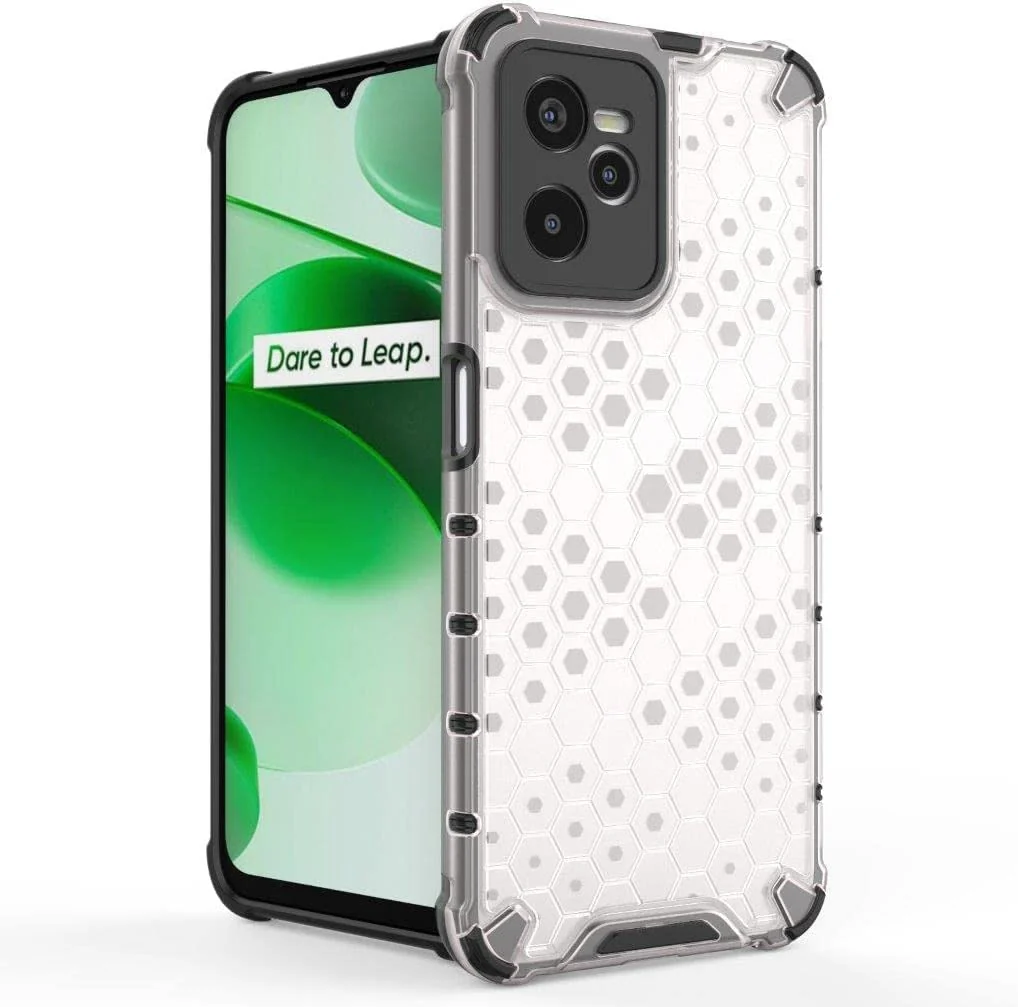 DL3 Mobilak Honeycomb Protective Case for OPPO realme C35 / Narzo 50A Prime, Shock-absorbing protection, Transparent design, Slim, lightweight profile - Clear