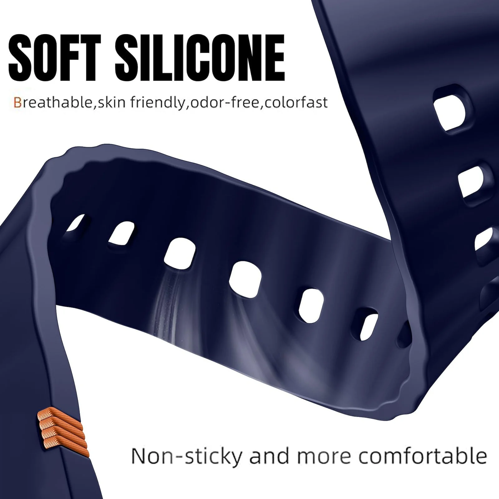 DL3 Mobilak No Gap Sport Bands For Samsung Galaxy Watch 7 6 5 4 FE Strap 40mm 44mm, Soft Silicone Sport Band for Galaxy Watch 6 Classic Straps 47mm 43mm/Galaxy Watch 5 Pro/Watch 4 Classic 42mm 46mm for Men Women - Midnight Blue