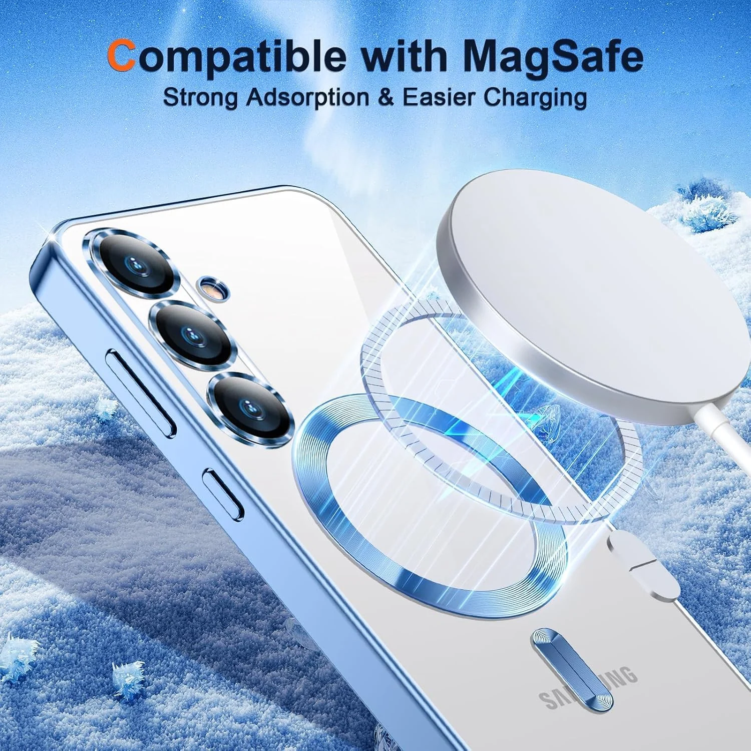 DL3 Mobilak Clear MagSafe-Compatible TPU Case and Camera Lens Protector for Samsung Galaxy A17, Samsung Galaxy A26 5G - Sierra Blue