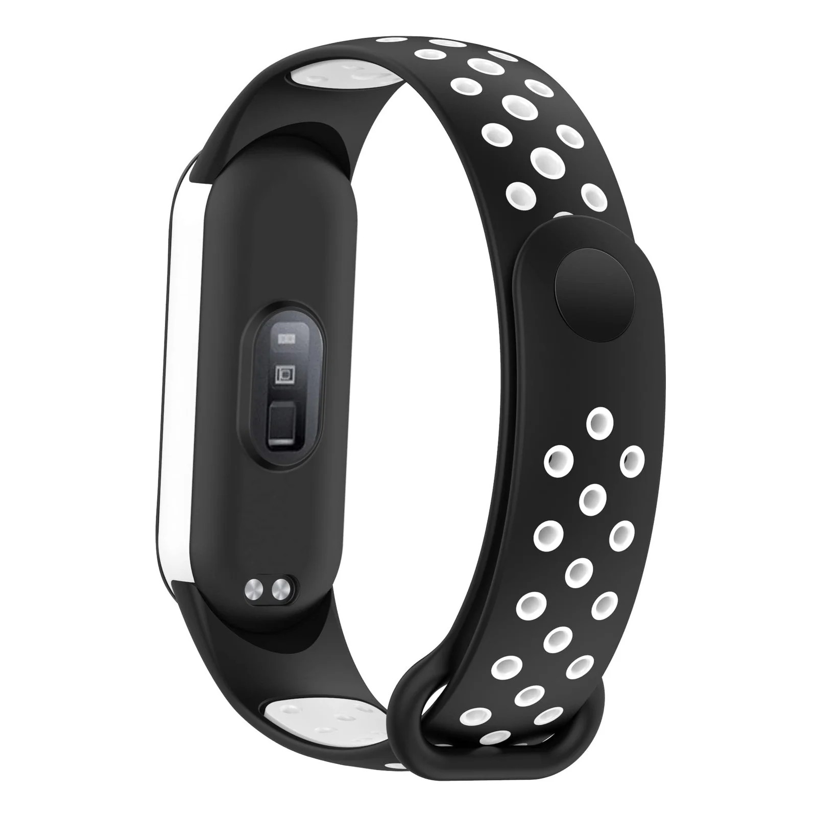 DL3 Mobilak Strap for Xiaomi Mi Band 7 6 5/Amazfit Band 5, Women Men Armband, Two Colours Breathable Adjustable Soft Silicone Replacement Strap for Xiaomi Mi Band 7/6/5/Amazfit Band 5 - Black White