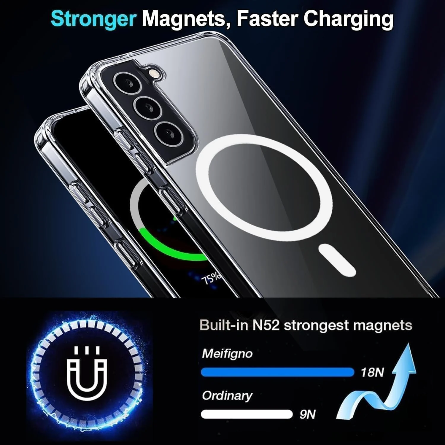 DL3 Mobilak for Samsung Galaxy S21 FE 5G Case [Compatible with MagSafe] [Strong Magnet] [Non-Yellowing] Magnetic Slim Thin Bumper Phone Cover, Lightweight, and Durable - Clear