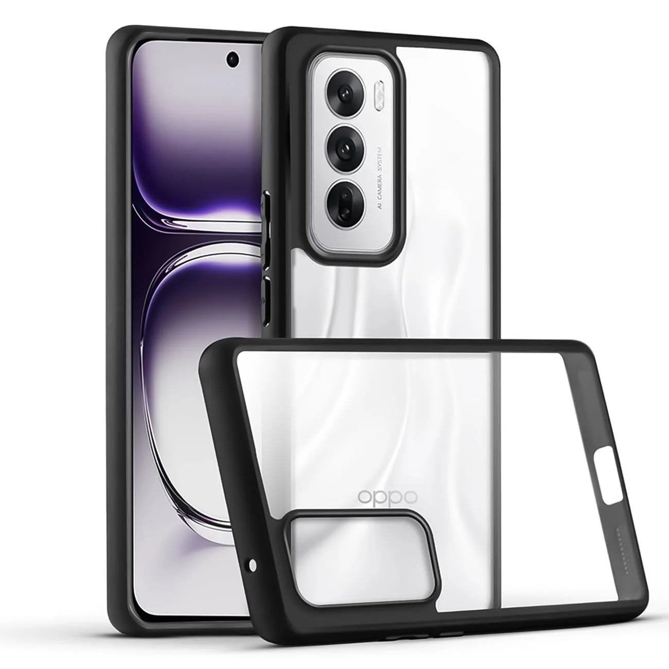 Dl3 Mobilak Compatible with Realme GT5 Pro Case Transparent, Military-Grade Shockproof Anti-Yellowing, Slim Protective Phone Case Full Bumper Cover With Camera Lens Protective - Black