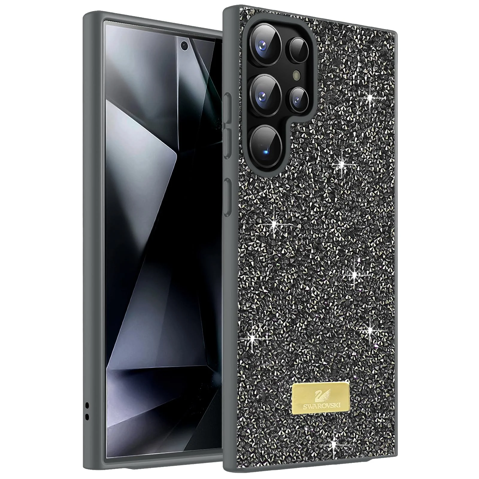 Case For Samsung Galaxy S22 Ultra Case Glitter, Sparkle Diamond Crystal Bling Case with Bling, Ultra Thin Lightweight Full Body Shockproof Anti-Scratch Protective Cover - Black
