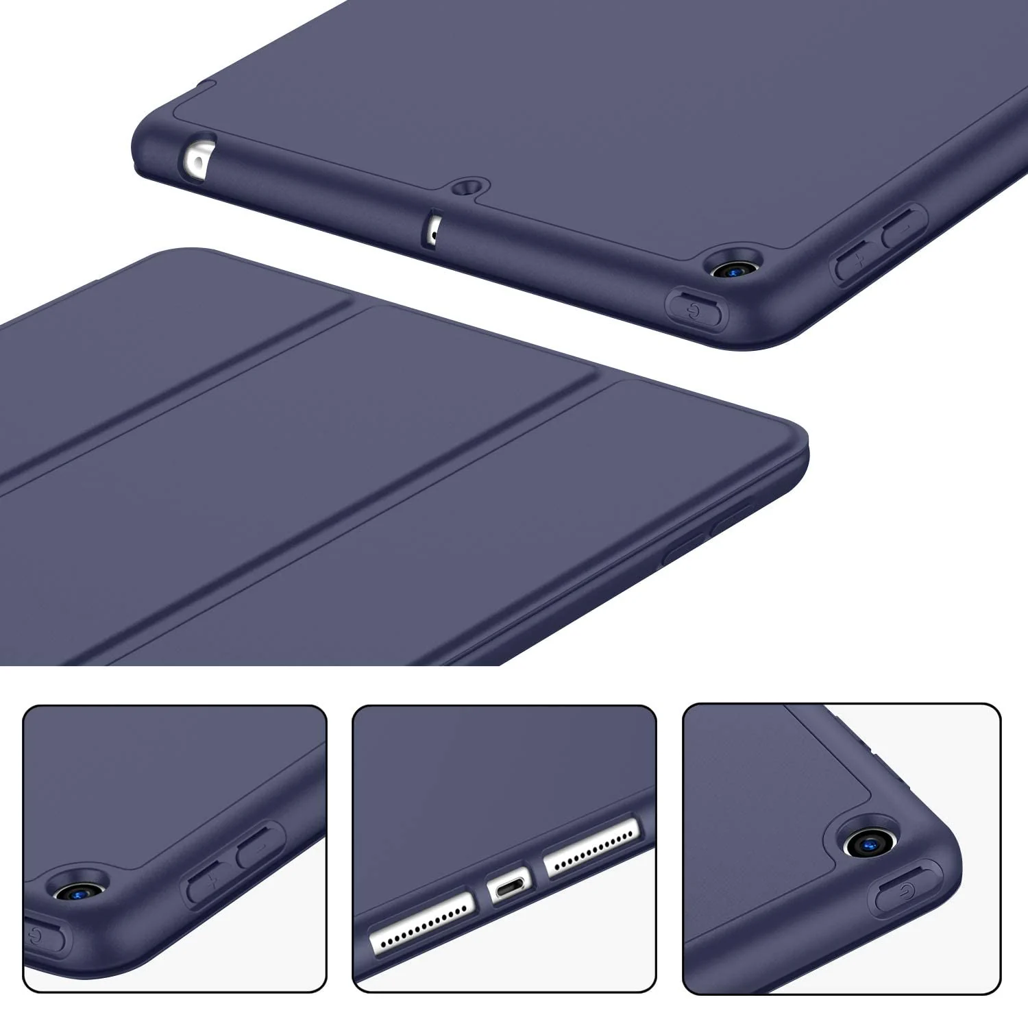 DL3 Mobilak iPad 9th/ 8th/ 7th Generation, Case for iPad 10.2-Inch 2021/2020/ 2019 with Pencil Holder, iPad 7th Gen 2019 Case with Soft Baby Skin Silicone Back, Auto Wake/Sleep Cover - Blue
