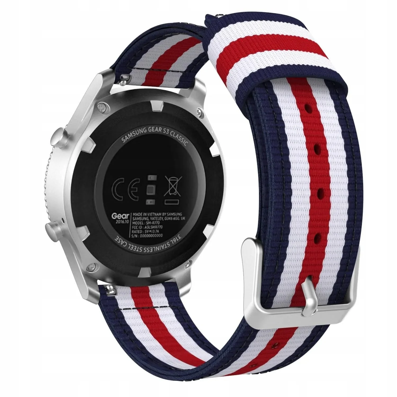 DL3 Mobilak Nylon Canvas Band 20MM Strap For Samsung Gear Sport/Watch 4/Watch 5/Watch 5 Pro/S2 classic/active 2 40mm 44mm/Amazfit GTS 3/4/4 Mini/Bip 3/Pro/GTS 2 mini/GTS 2e/Bip U - Blue Red