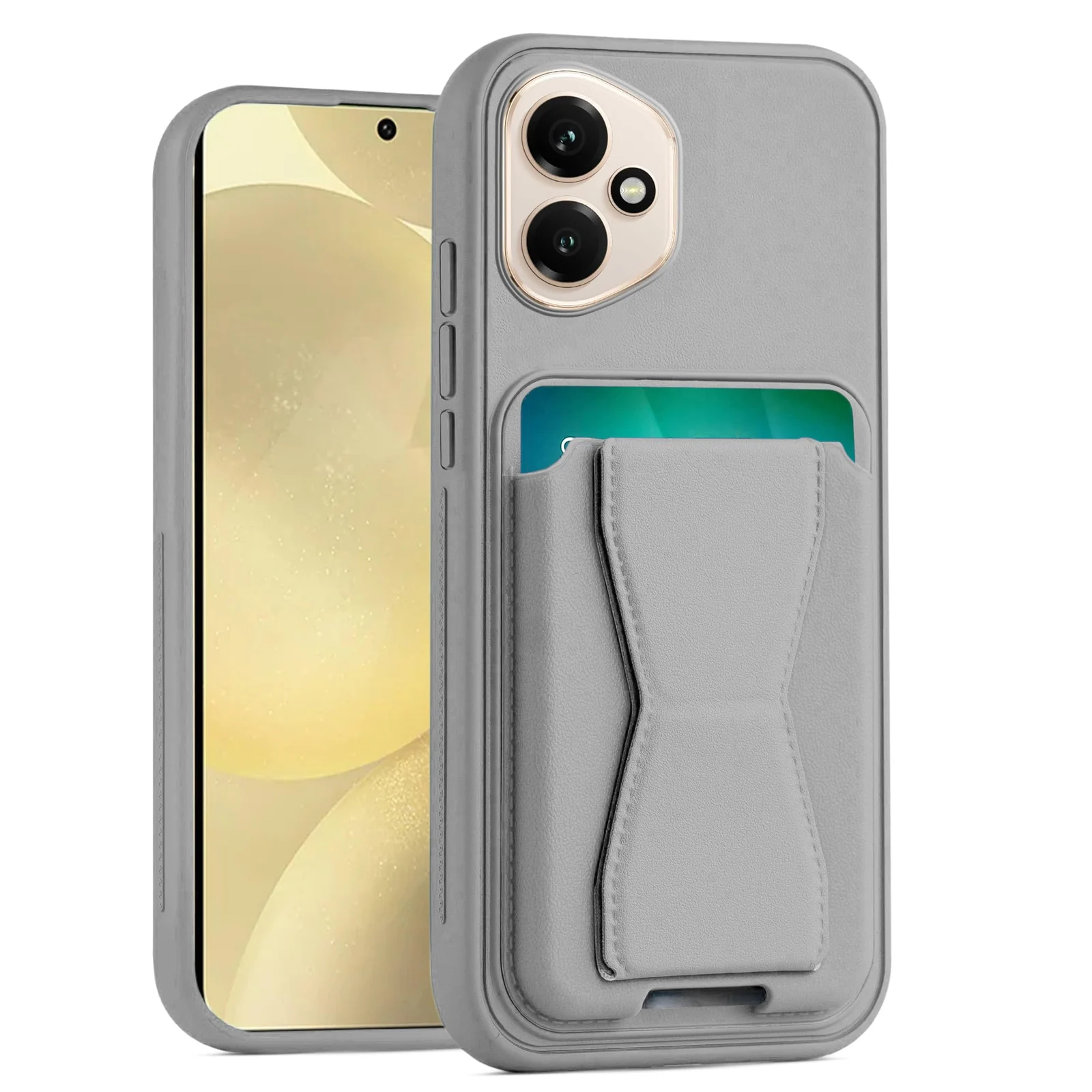DL3 Mobilak Leather Wallet Case Compatible with Honor 400 5G, Leather Back Cover With TPU Frame, Shockproof Protective Phone Case with Card Holder Stand - Gray