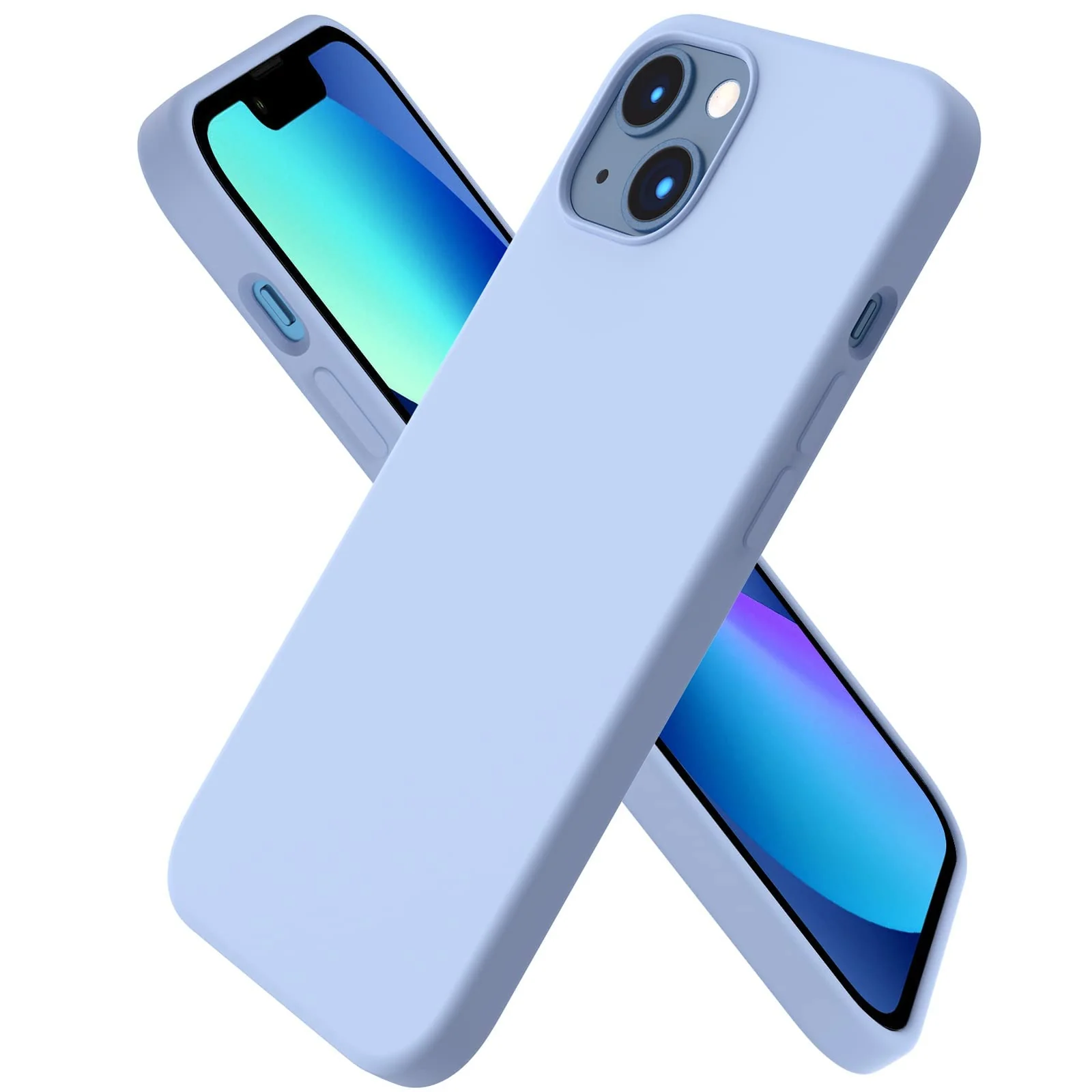 DL3 Mobilak Liquid Silicone Protective Case with Soft Microfiber Lining for iPhone 13 / iPhone 14 - Baby Blue